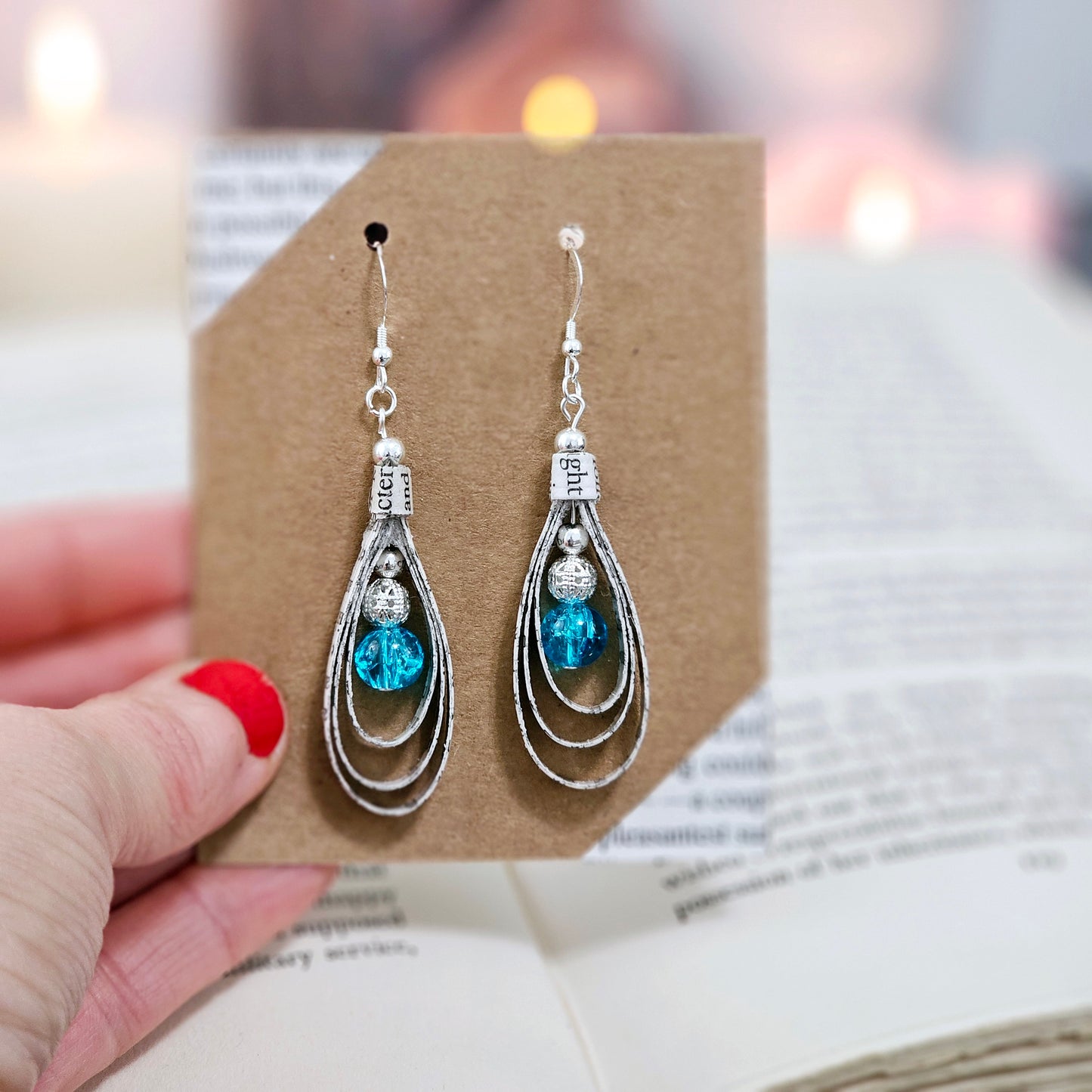 Book Page Tear Drop Earrings, Gift for Book Lovers, Teachers and Book Club Gift Exchange