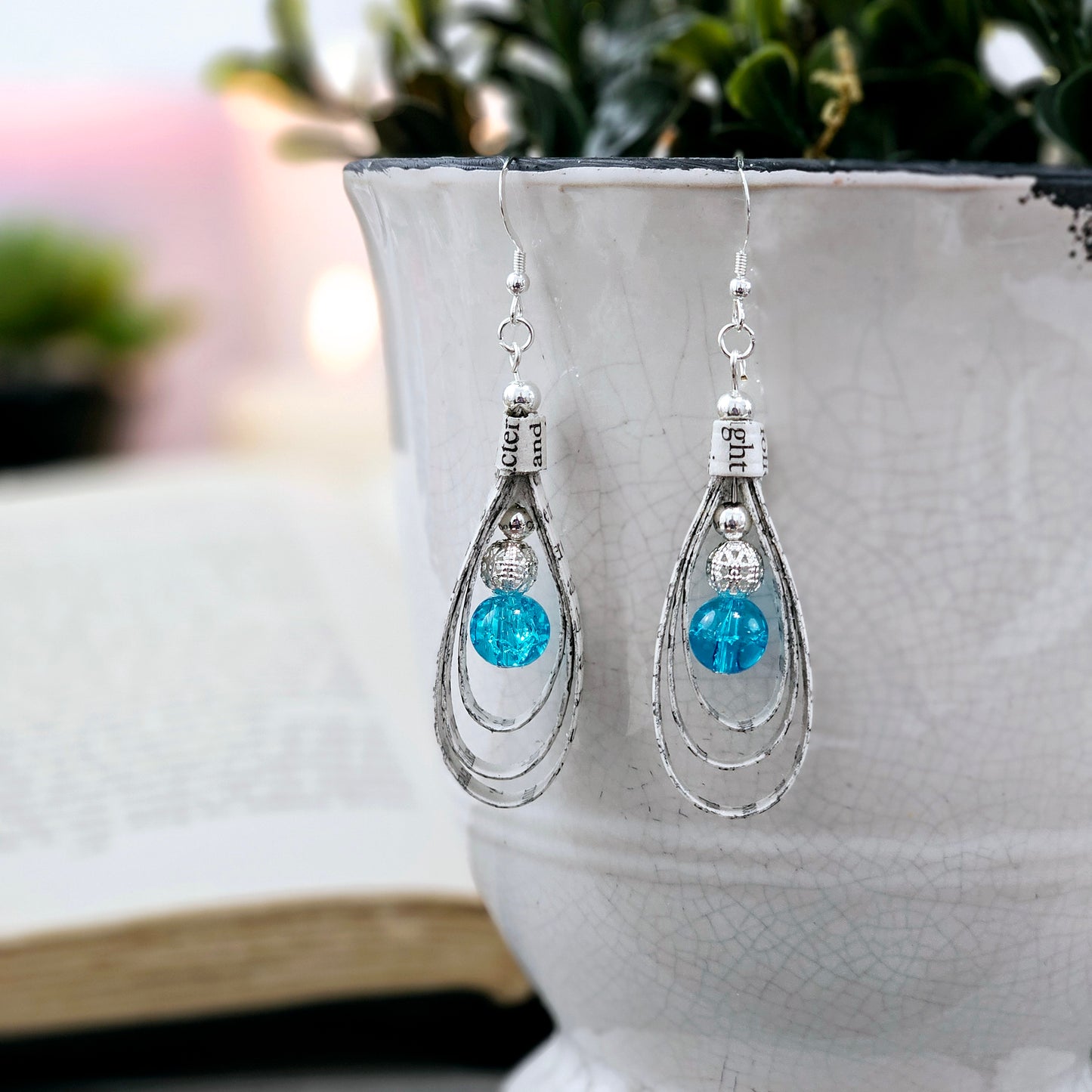 Book Page Tear Drop Earrings, Gift for Book Lovers, Teachers and Book Club Gift Exchange