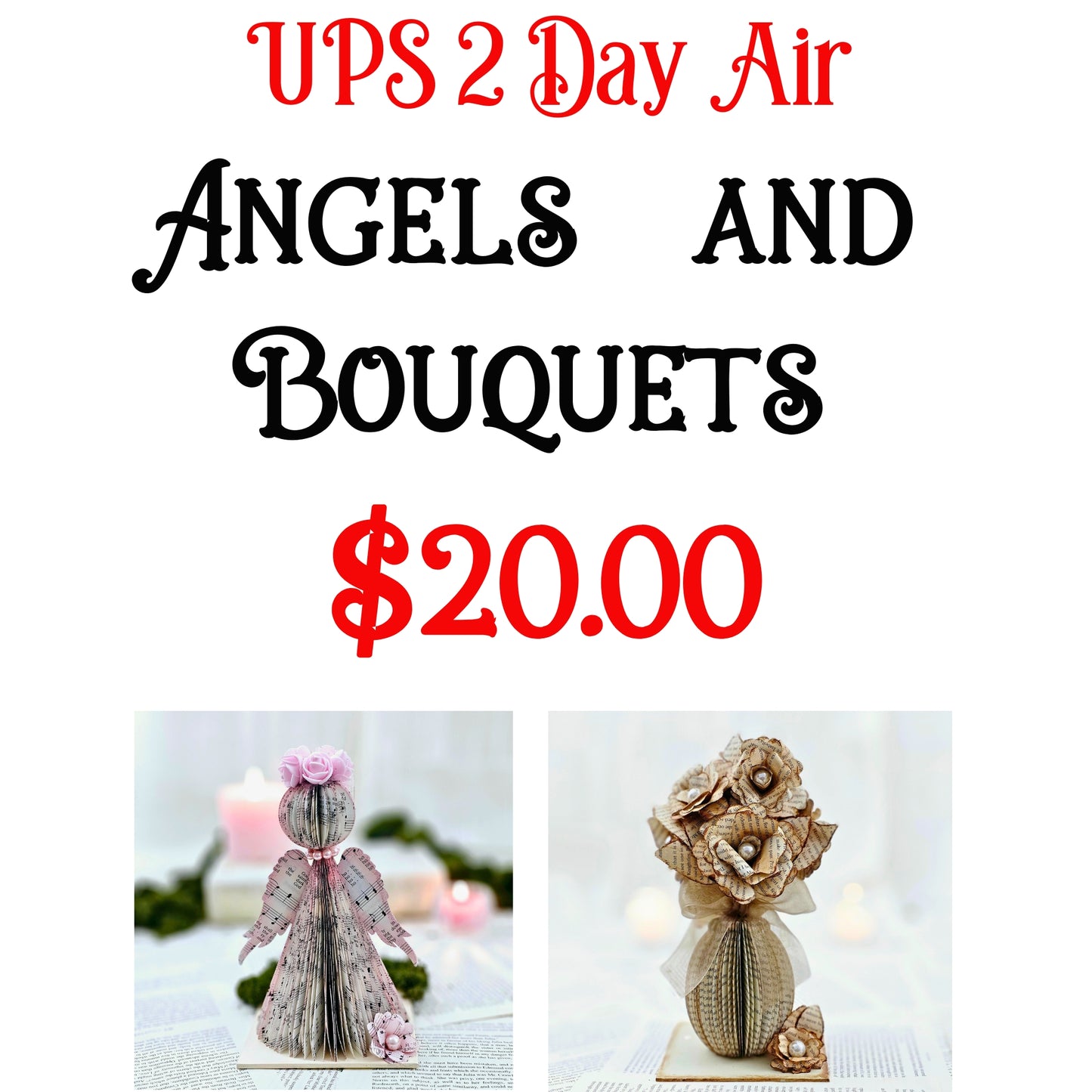 UPS 2 Day Air Shipping Upgrade for Large Angels and Flower Bouquets