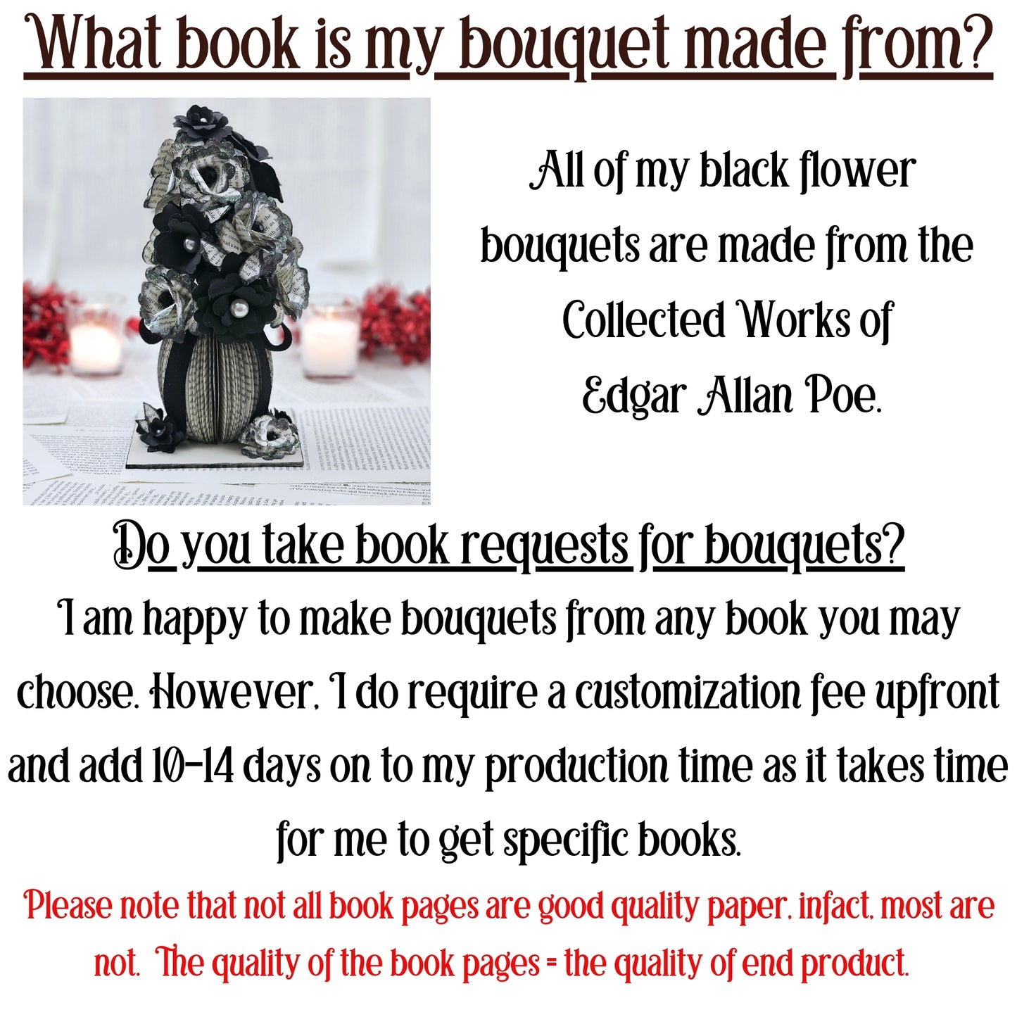 The arrangements are made from the Collected Works of Edgar Allan Poe