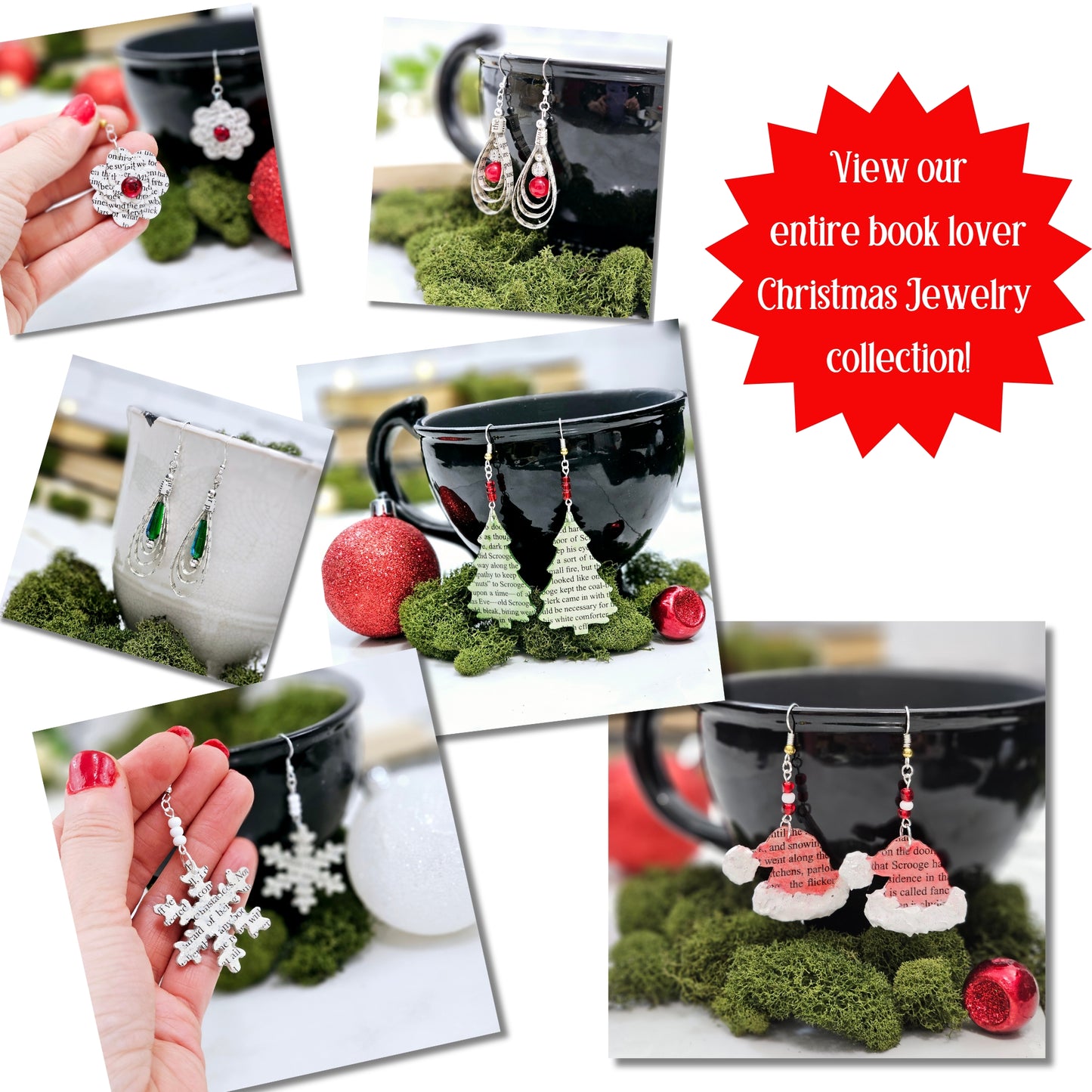 View my entire book lover Christmas Jewelry collection.