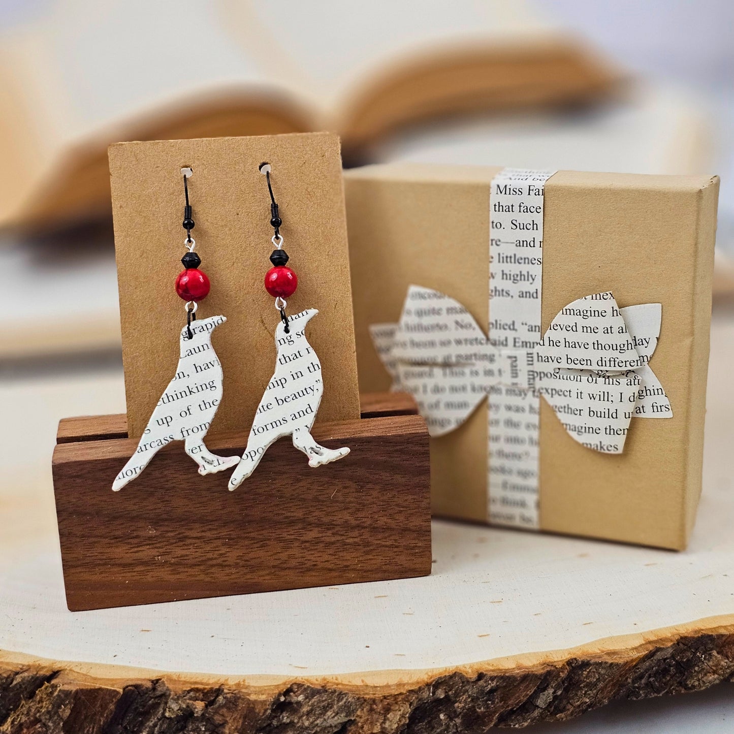 Raven Edgar Allan Poe Dangle Earrings