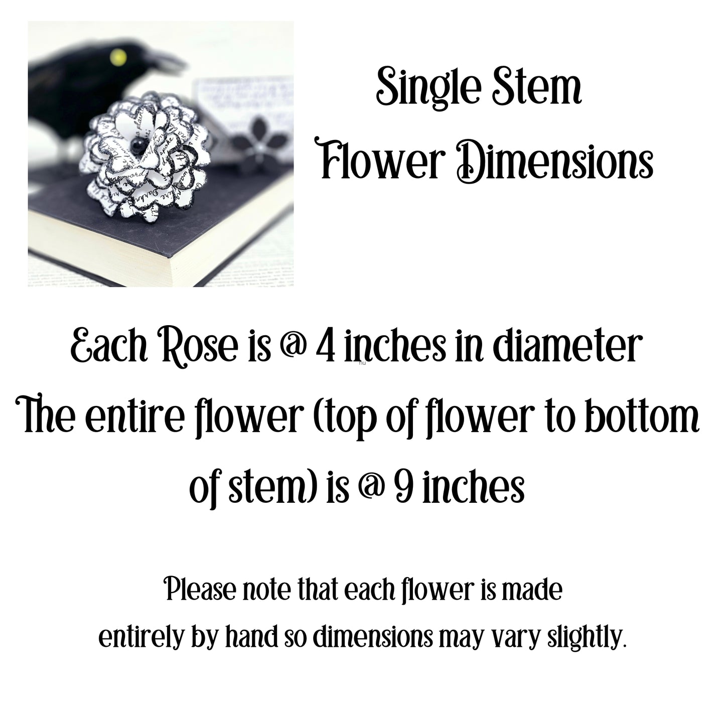 Single Stem Paper Rose made from The Raven by Edgar Allan Poe
