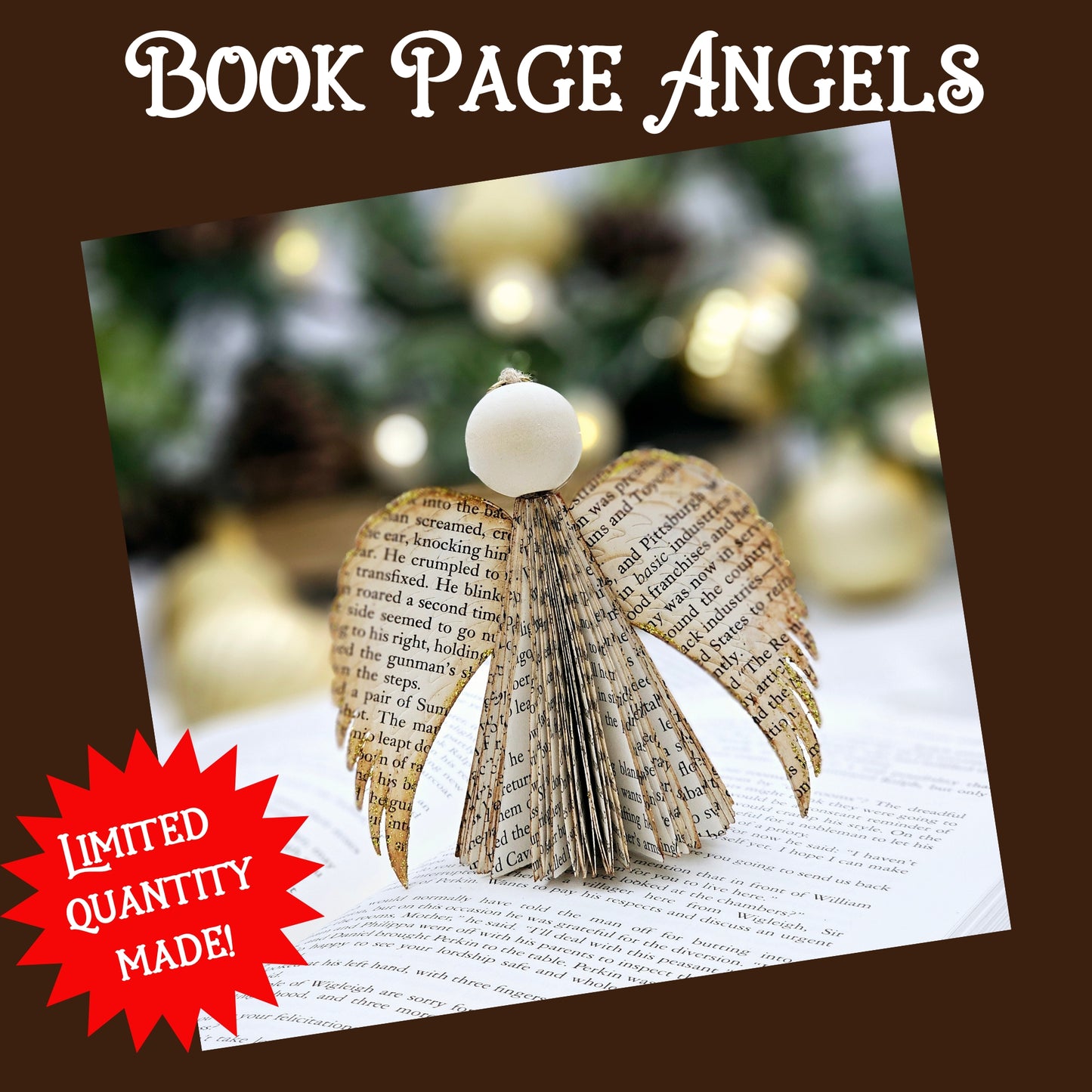 Handmade Book Page Angel Ornament