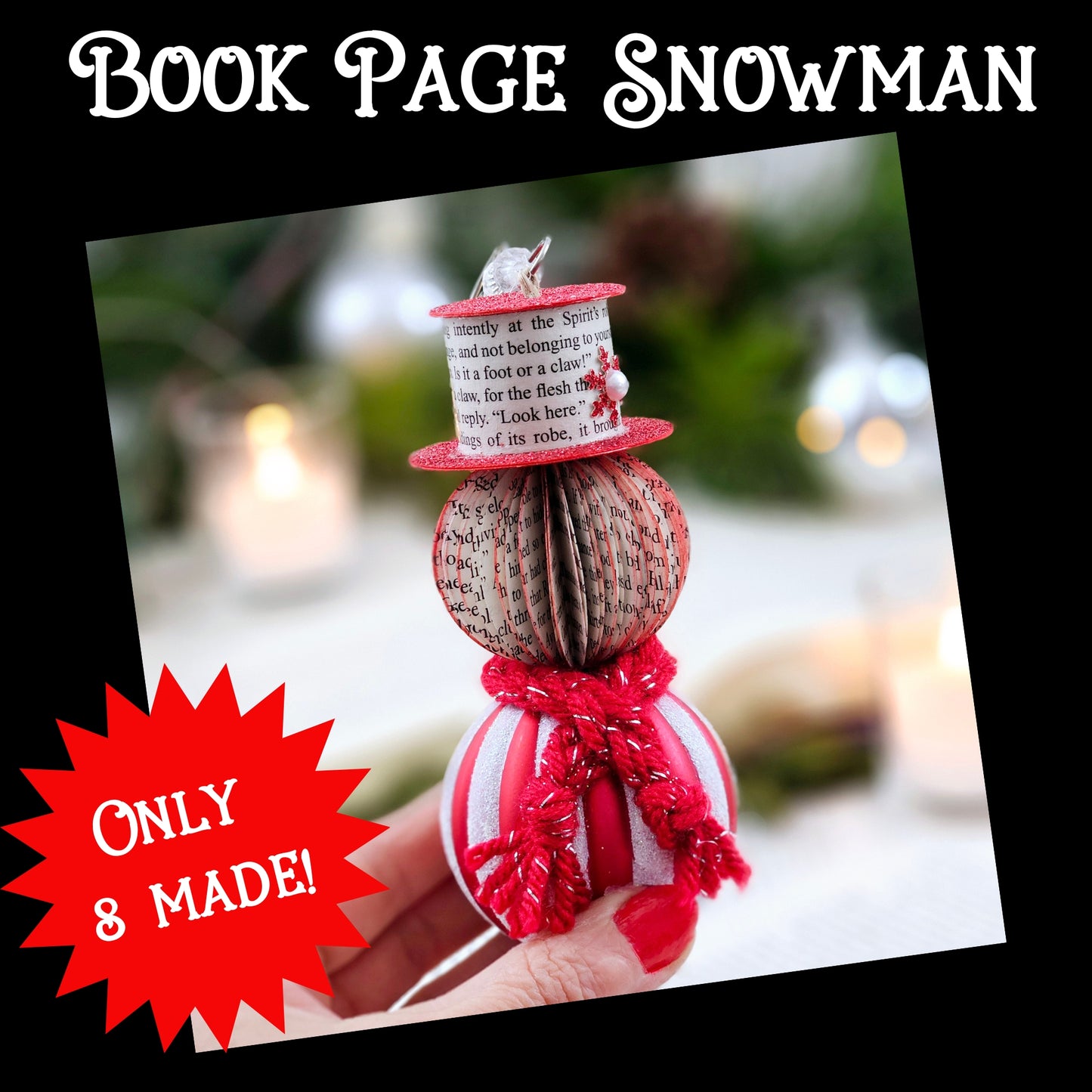Snowman Book Page Ornament