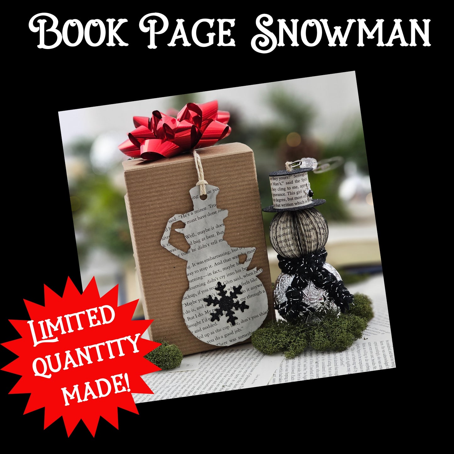 Book Page Snowman Ornament