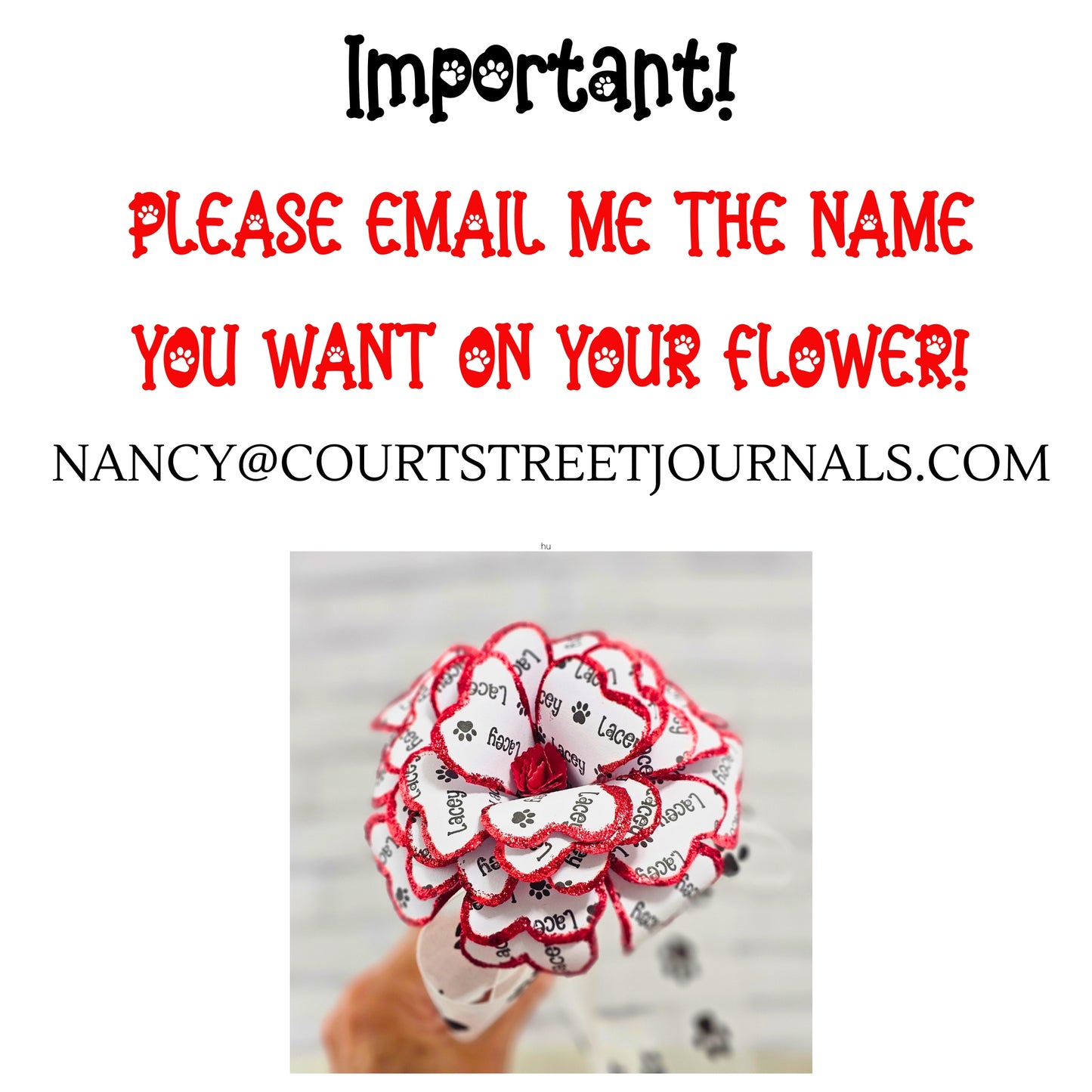 Red Personalized Pet Memorial Paper Flower