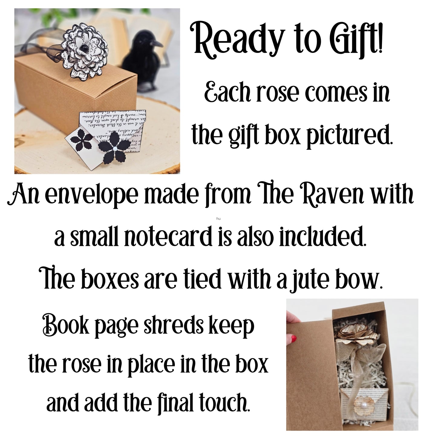Single Stem Paper Rose made from The Raven by Edgar Allan Poe
