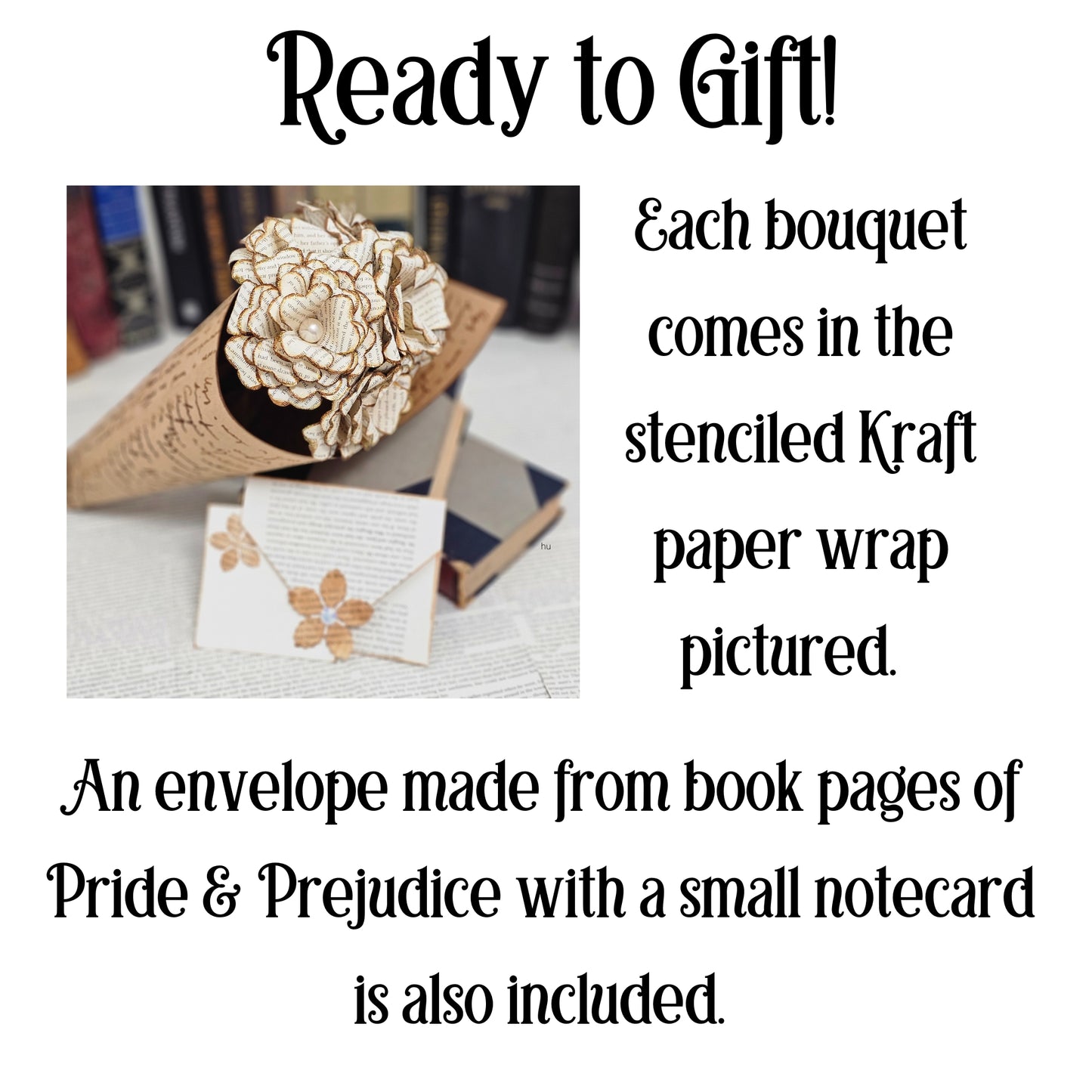 Artisan Vintage Book Page 6 Rose Bouquet made from Pride & Prejudice