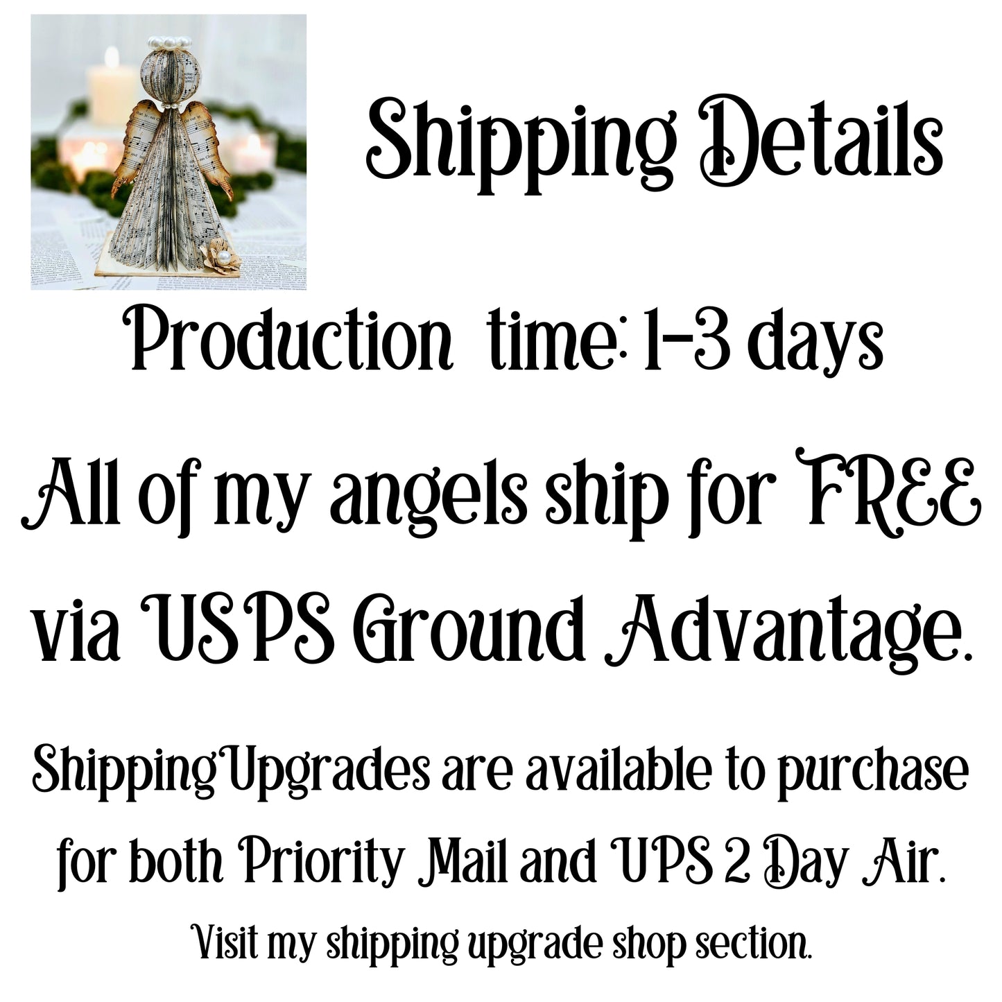Production takes 1-3 days. Shipping for USPS Ground is Free. UPgrades to faster shipping are available for purchase.