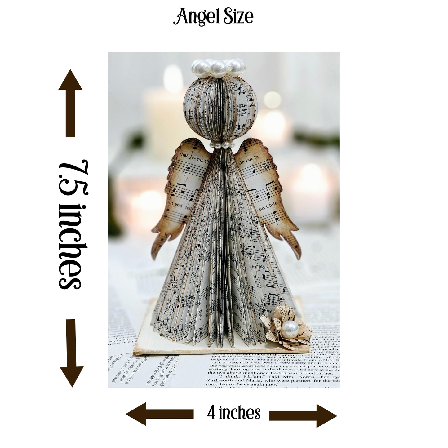 7.5 inches tall by 4 inches wide. the base is 4.5 inches wide.