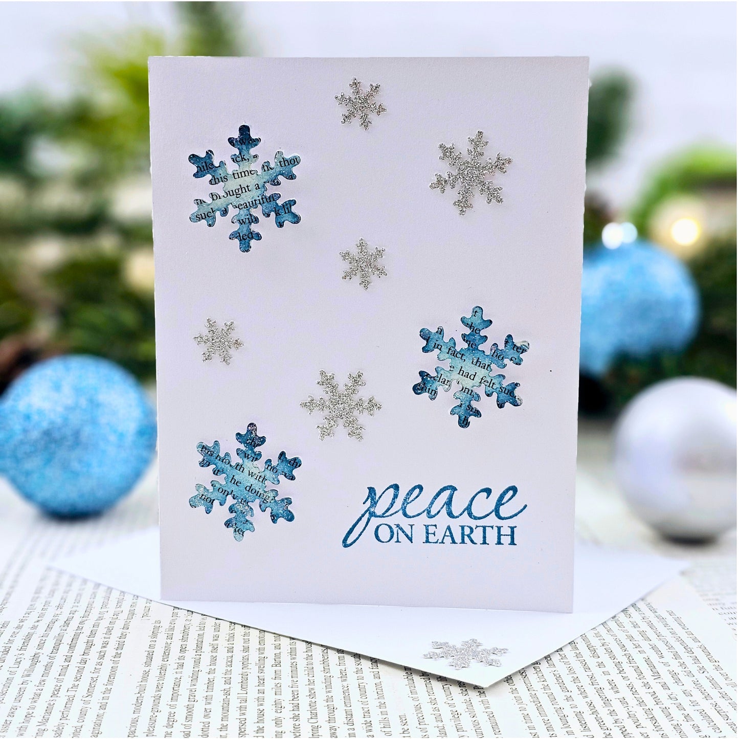 Snowflake Book Page Christmas Card