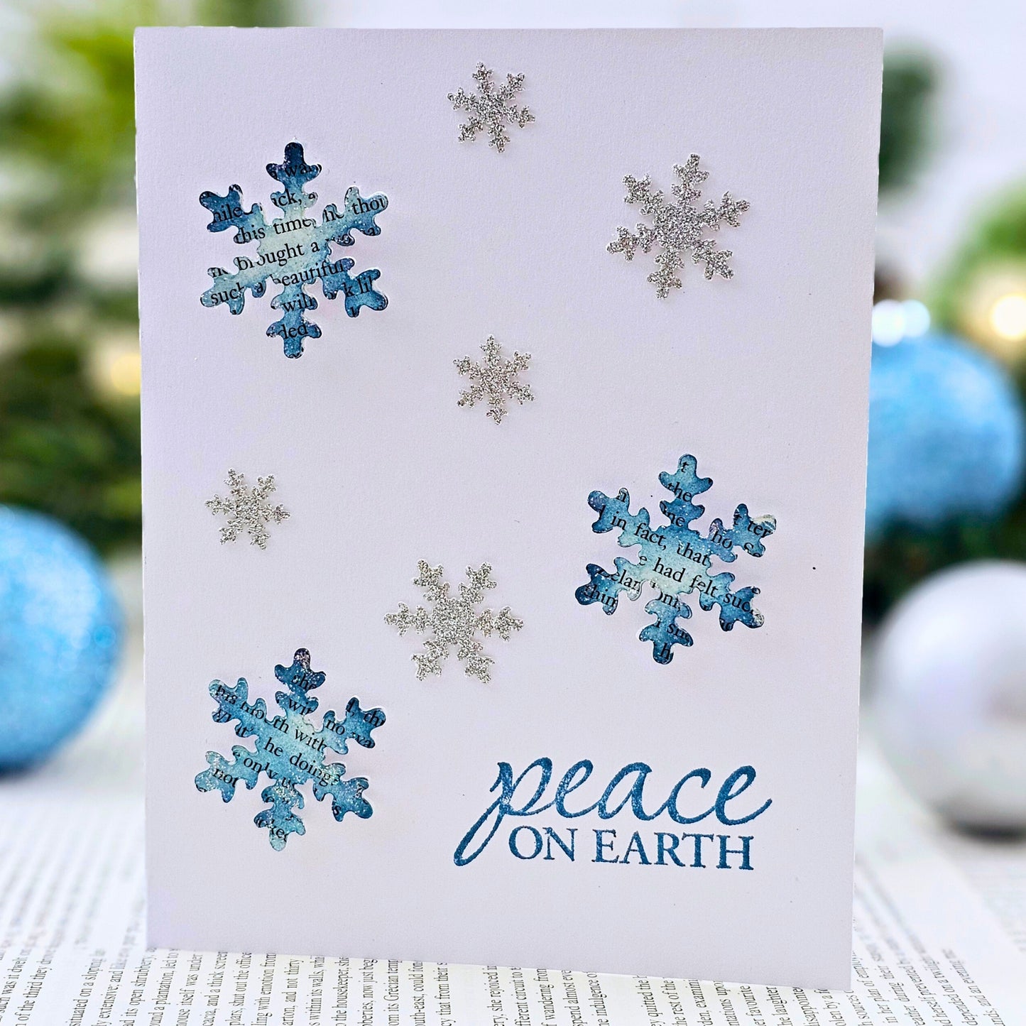 Snowflake Book Page Christmas Card