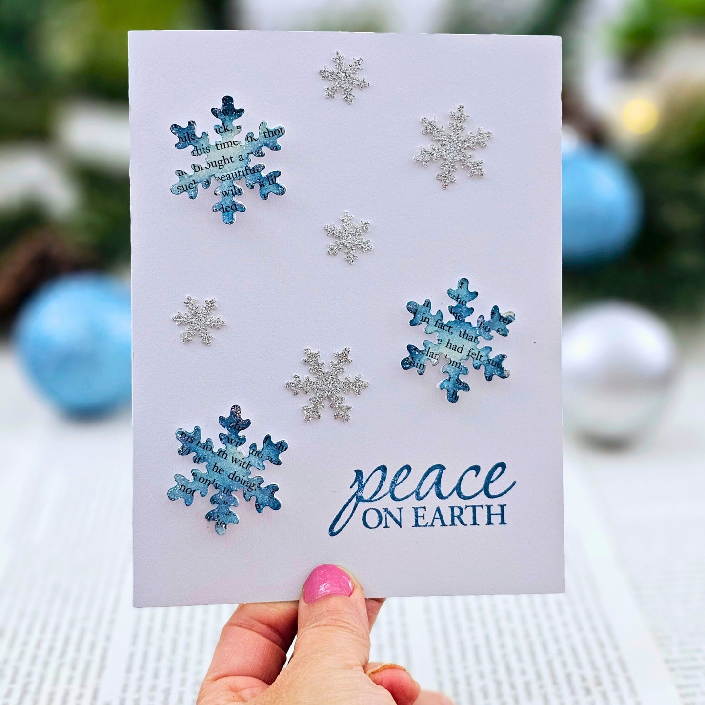 Snowflake Book Page Christmas Card