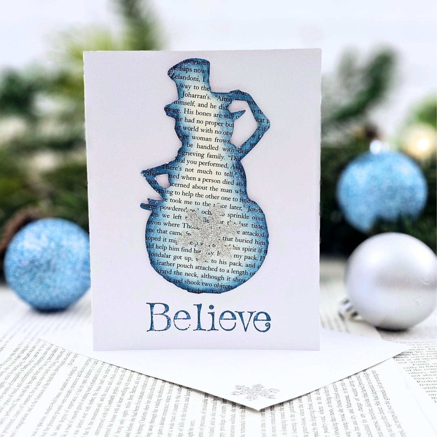 Snowman Book Page Christmas Card