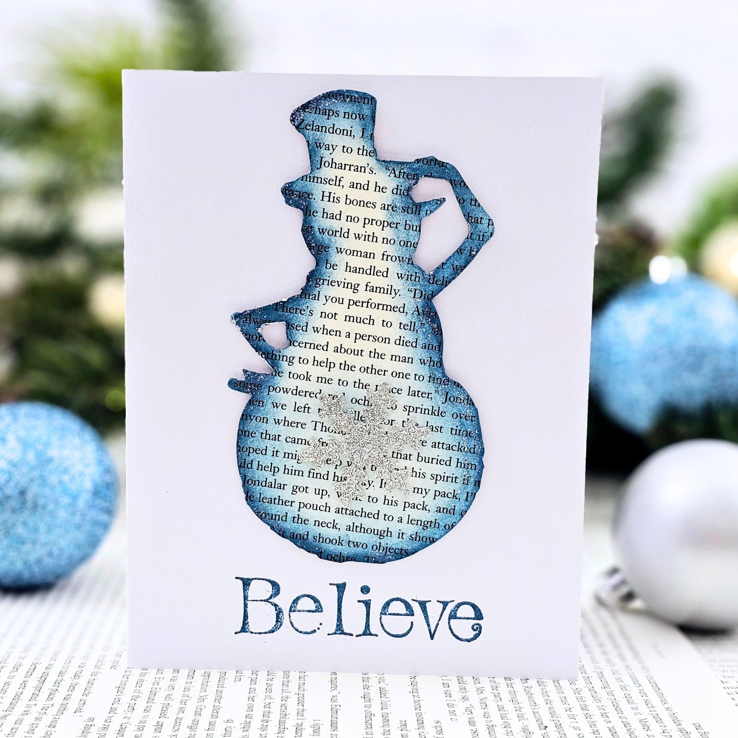 Snowman Book Page Christmas Card
