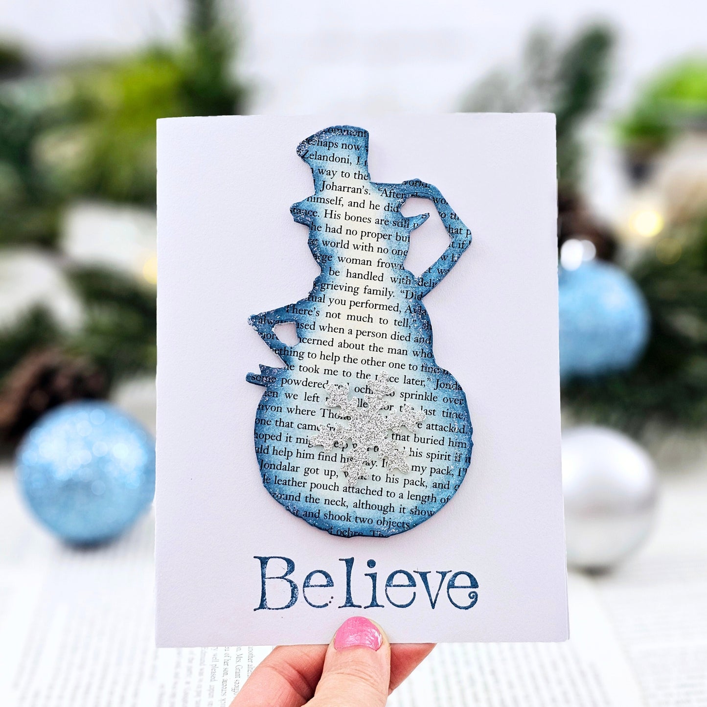 Snowman Book Page Christmas Card