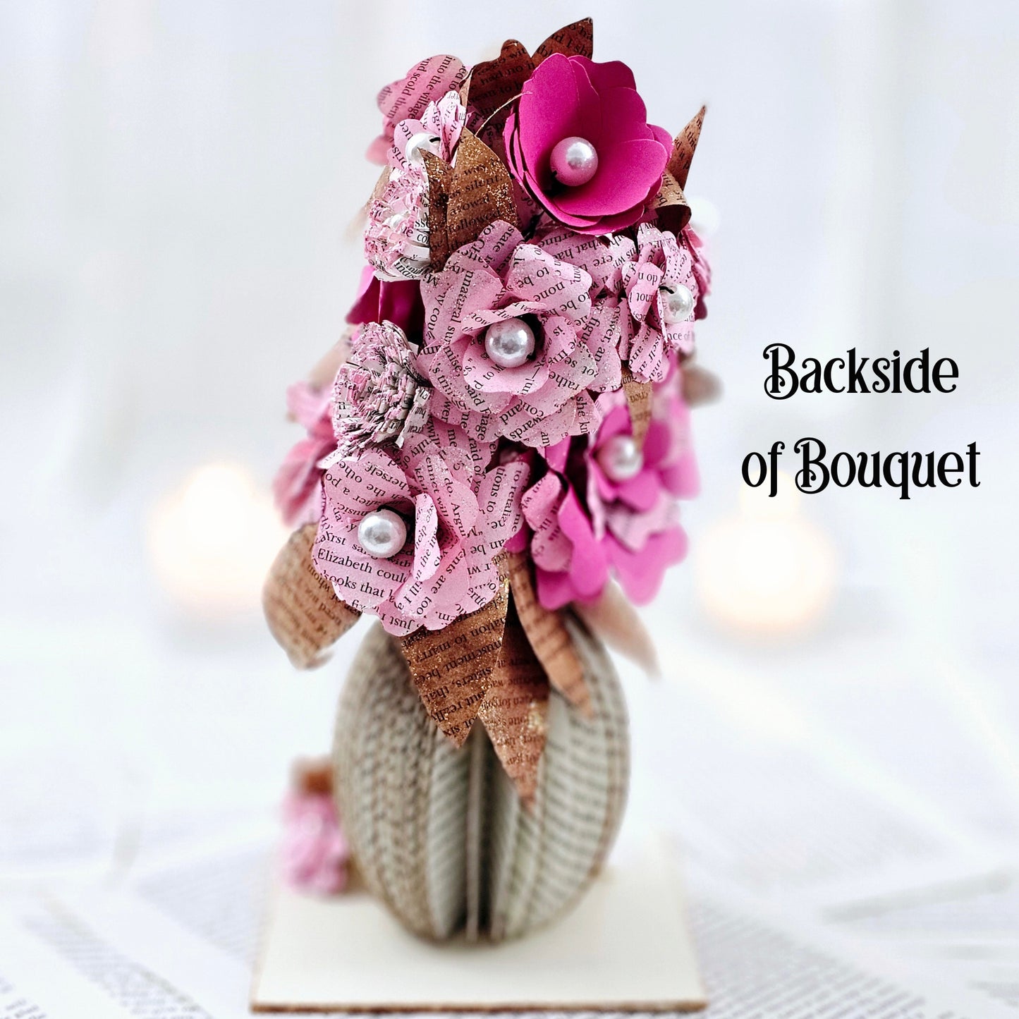 Pink Book Page Flower Bouquet