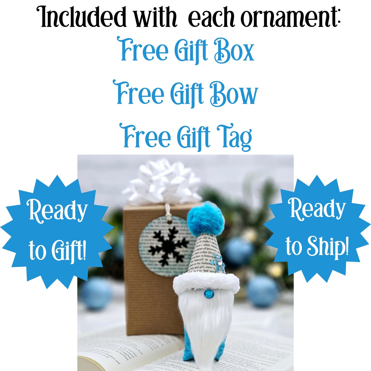 Book Page Gnome Christmas Ornament for Book Club, Teacher or Book Lover Gift