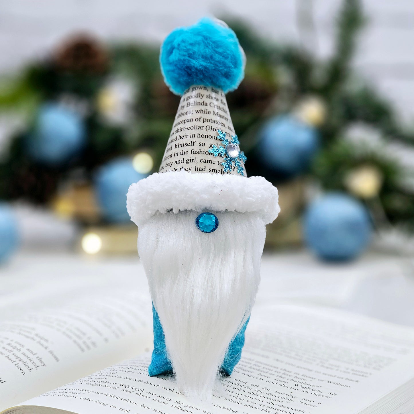 Book Page Gnome Christmas Ornament for Book Club, Teacher or Book Lover Gift