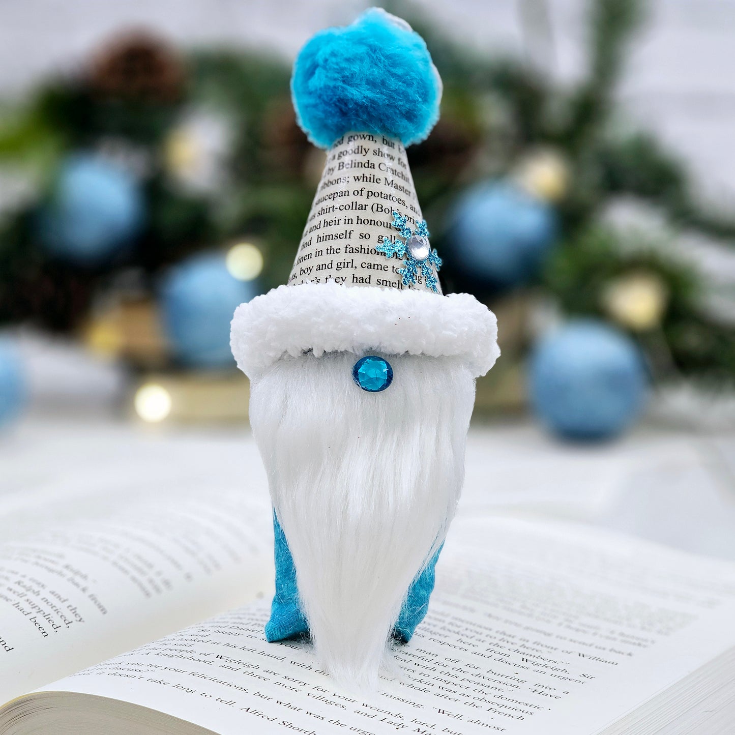 Book Page Gnome Christmas Ornament for Book Club, Teacher or Book Lover Gift