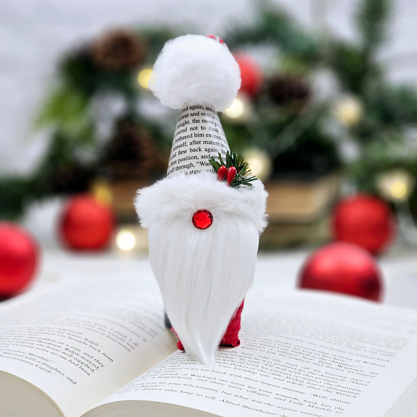 Book Page Gnome Ornament for Book Club, Reader and Teacher Gifts