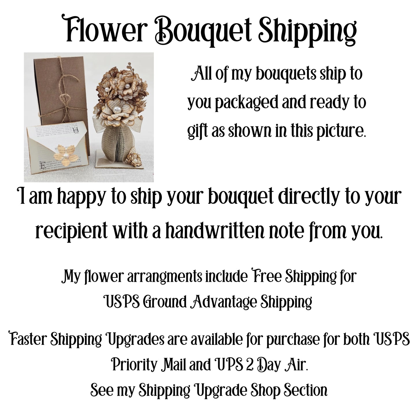 Vintage Book Page Flower Bouquet