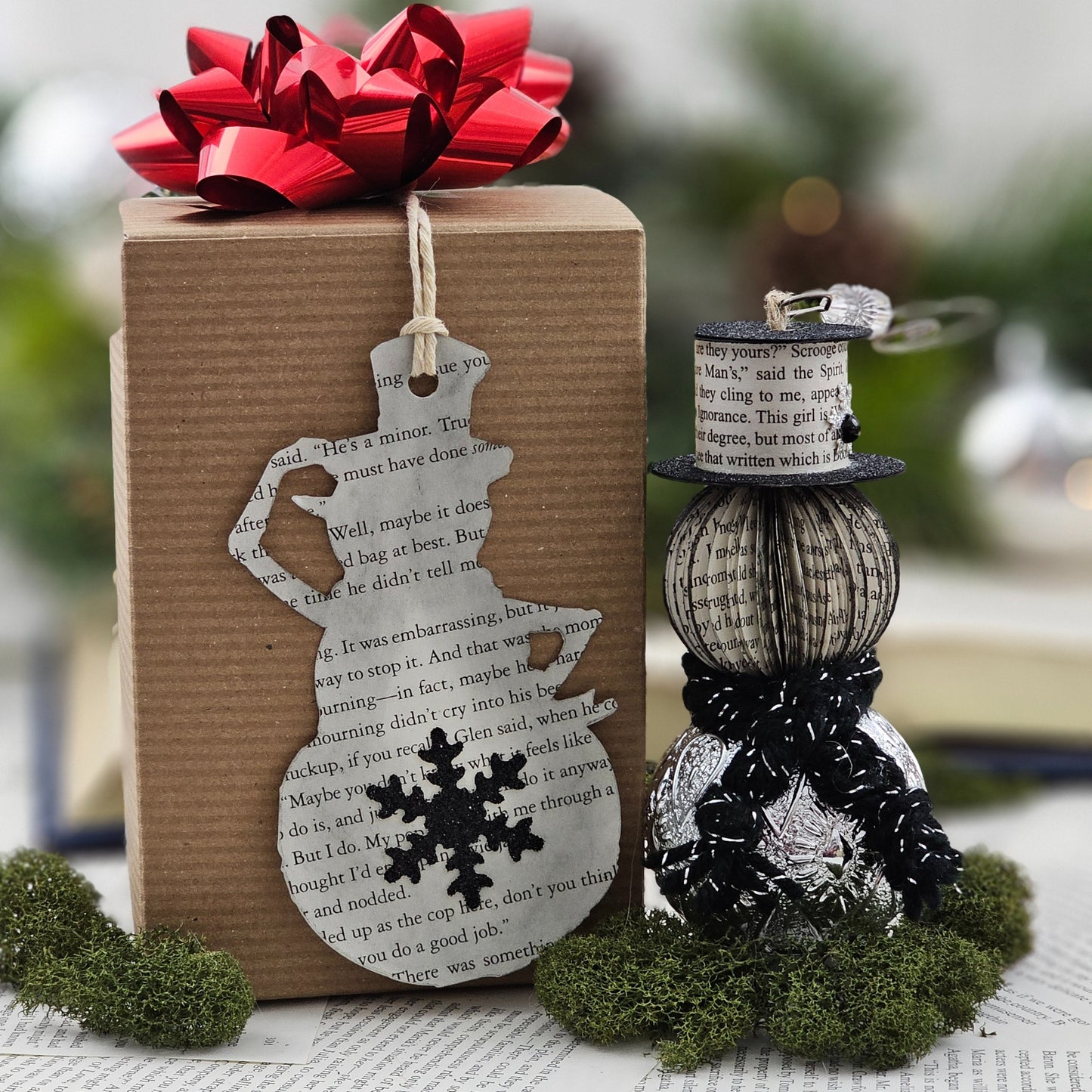 Book Page Snowman Ornament