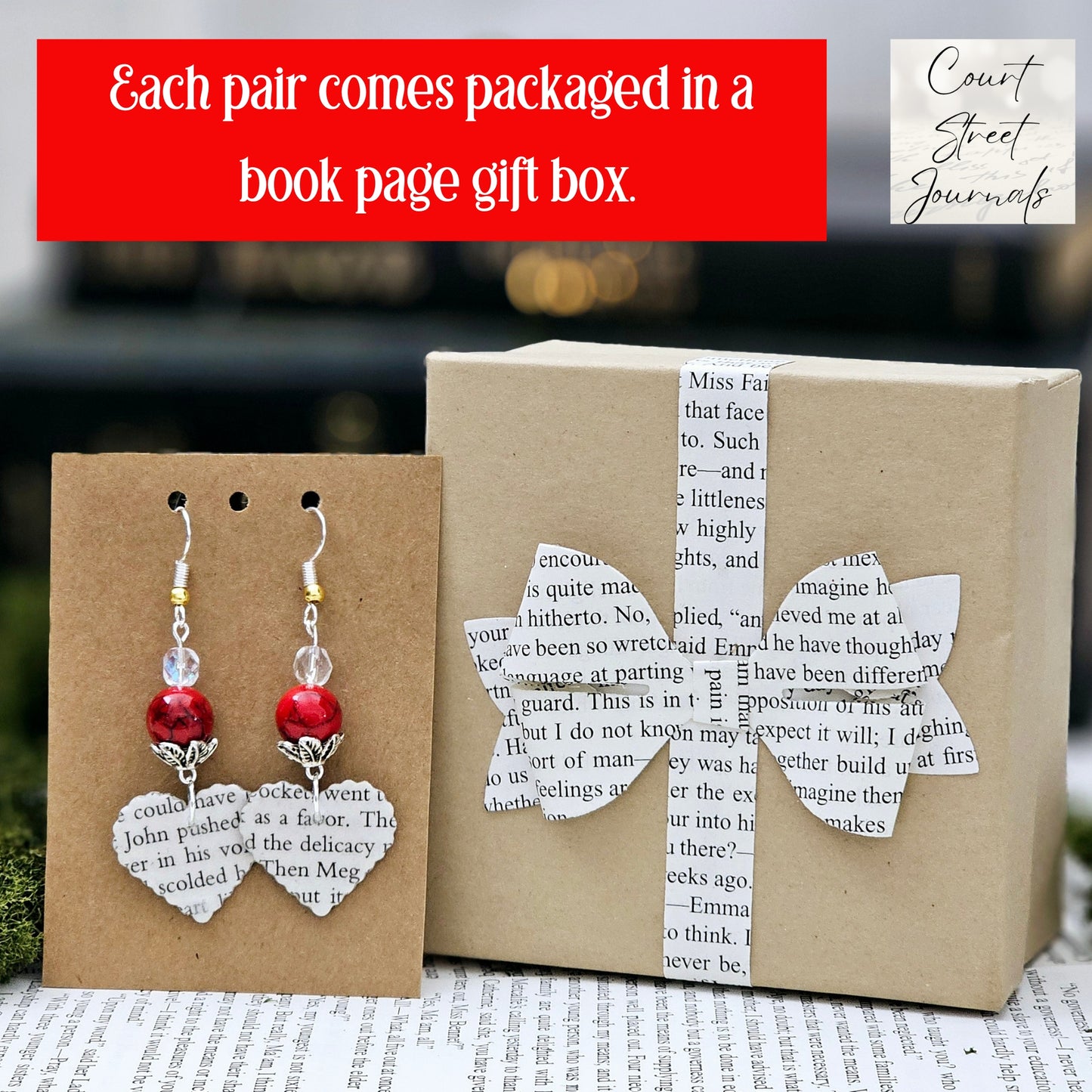 Heart Dangle Earring with Red Accent