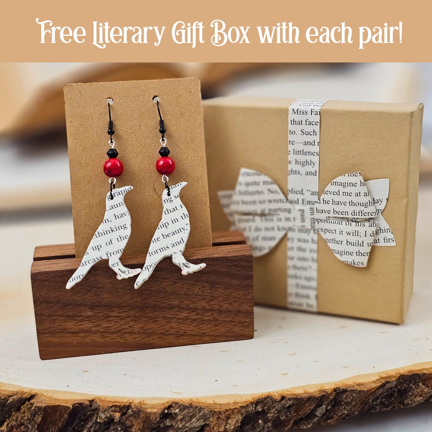 Raven Edgar Allan Poe Dangle Earrings