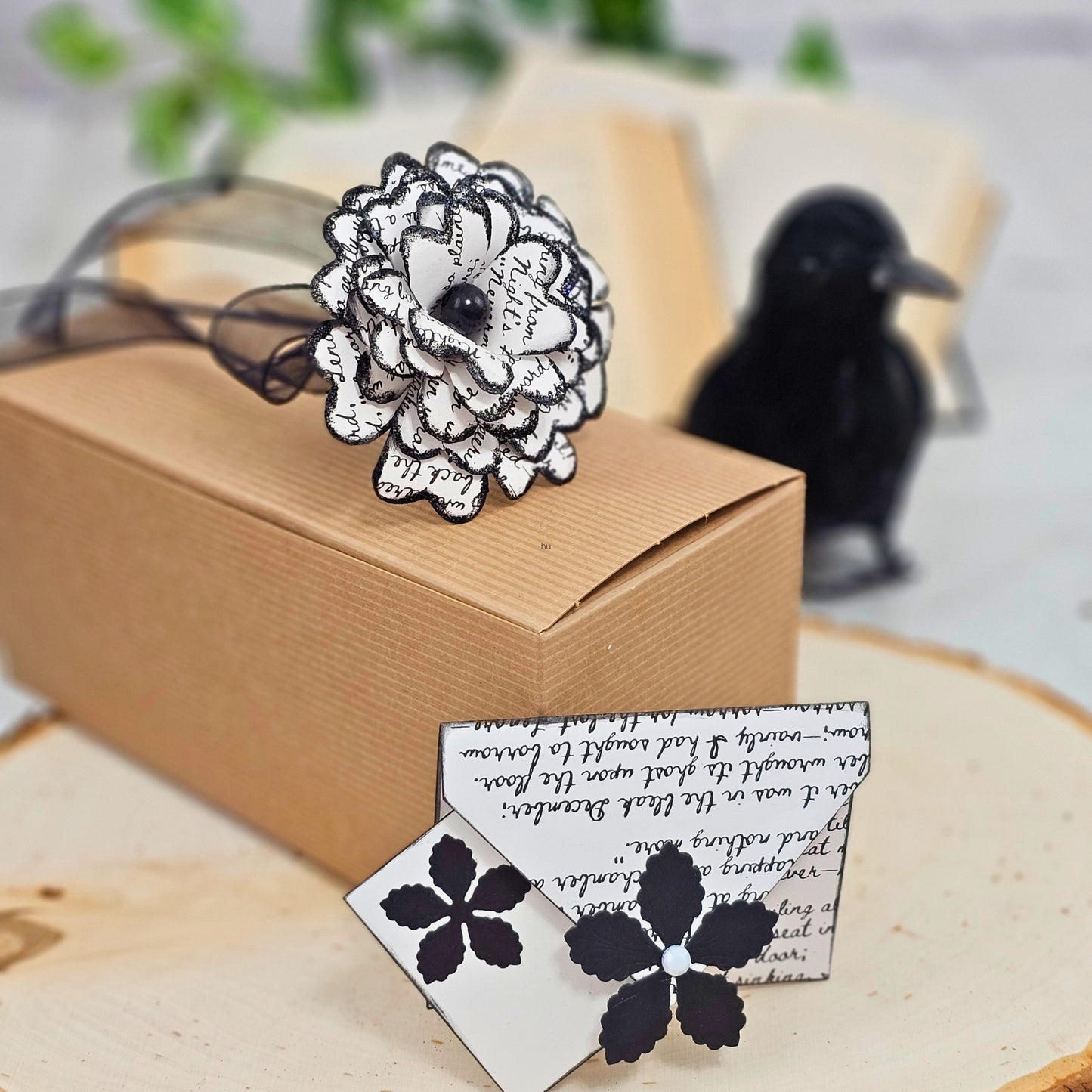 Single Stem Paper Rose made from The Raven by Edgar Allan Poe