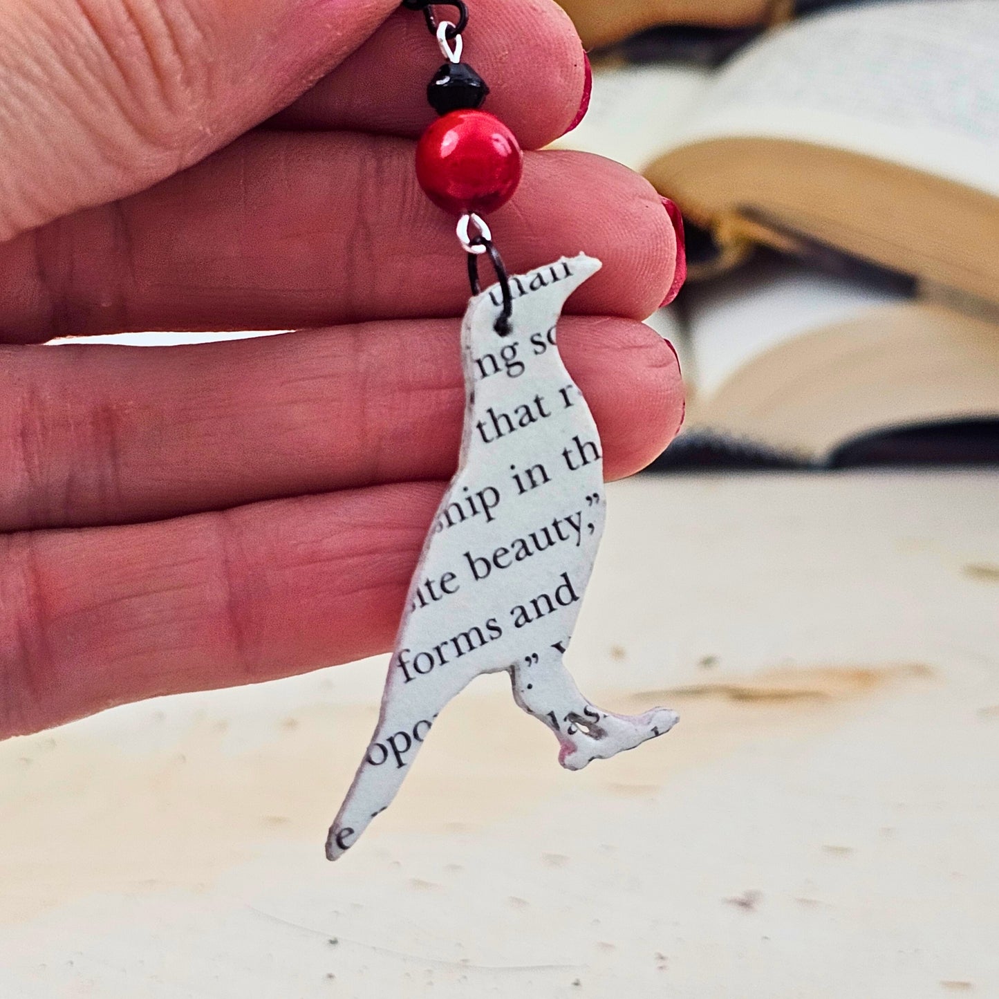 Raven Edgar Allan Poe Dangle Earrings