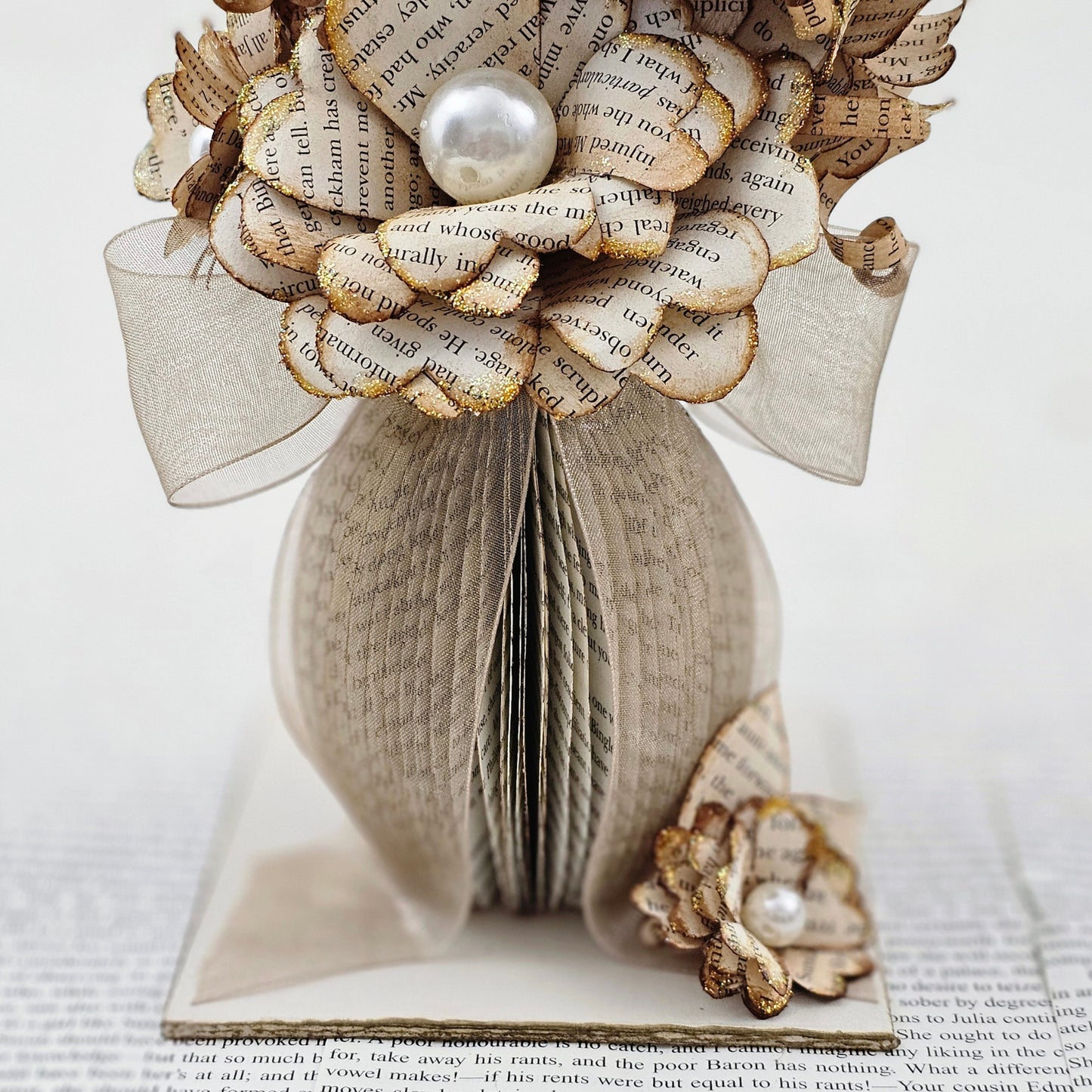 Vintage Book Page Flower Bouquet