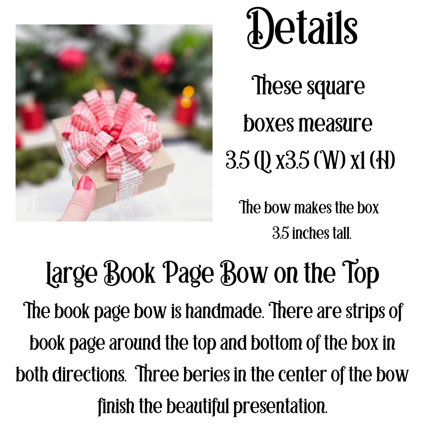 Bookish Gift Box with Red Book Page Bow