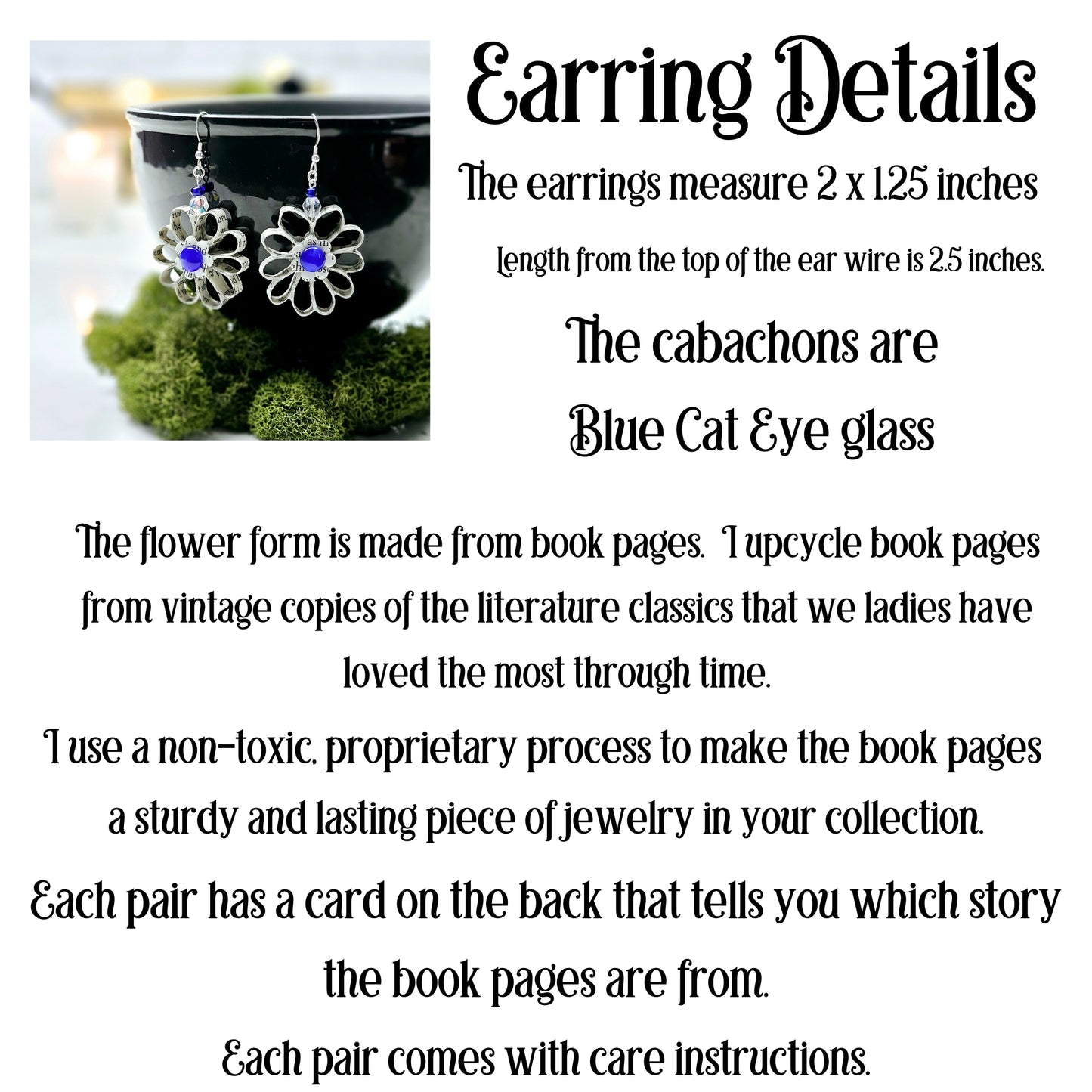 Flower Dangle Book Earrings
