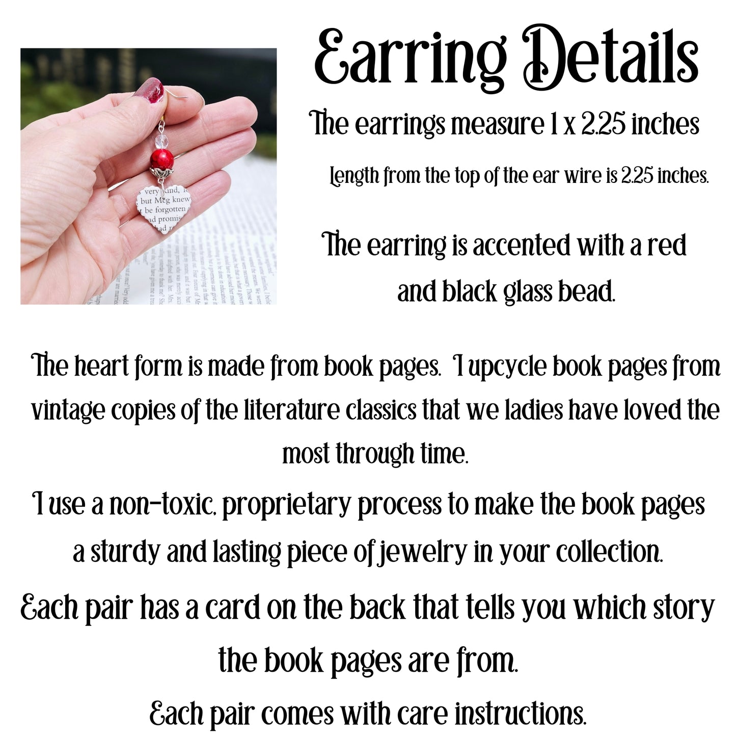 Heart Dangle Earring with Red Accent