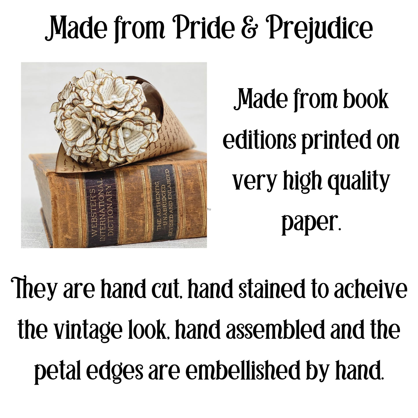 Artisan Vintage Book Page 6 Rose Bouquet made from Pride & Prejudice