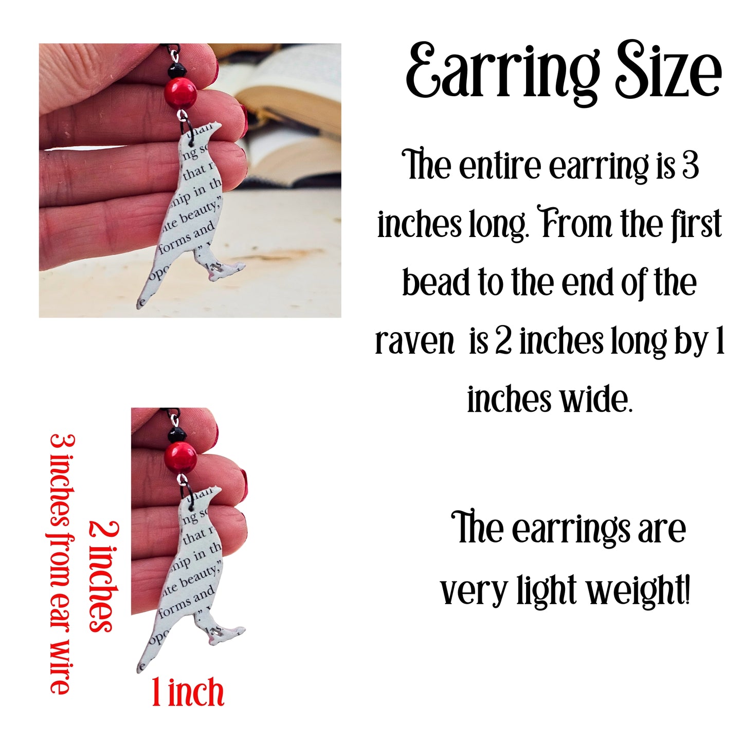 Raven Edgar Allan Poe Dangle Earrings