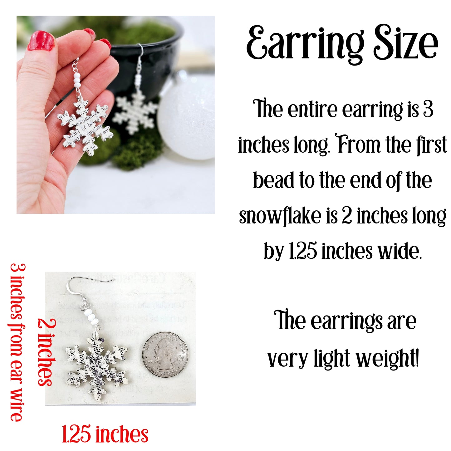 Christmas Tree Book Page Earrings for Book Lovers, Teacher Gifts and Book Club Gift Exchange