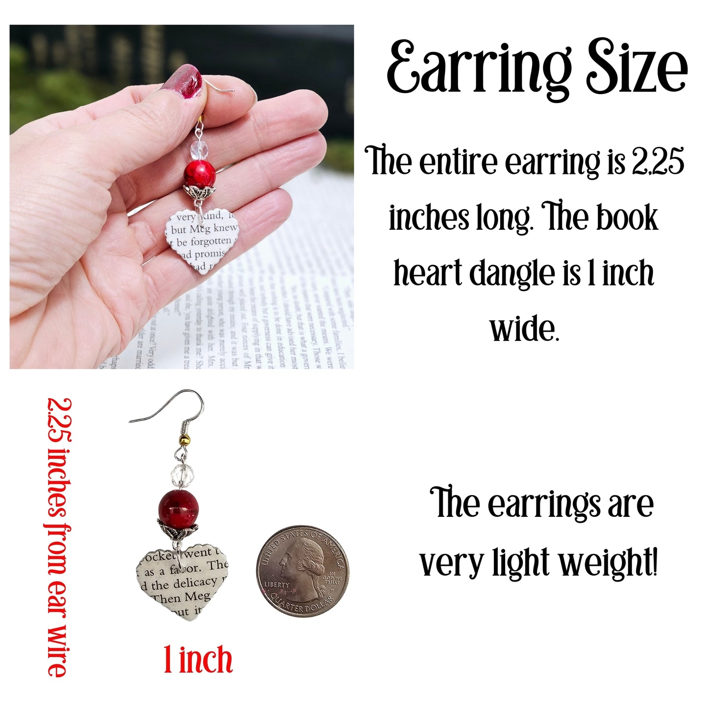 Heart Dangle Earring with Red Accent