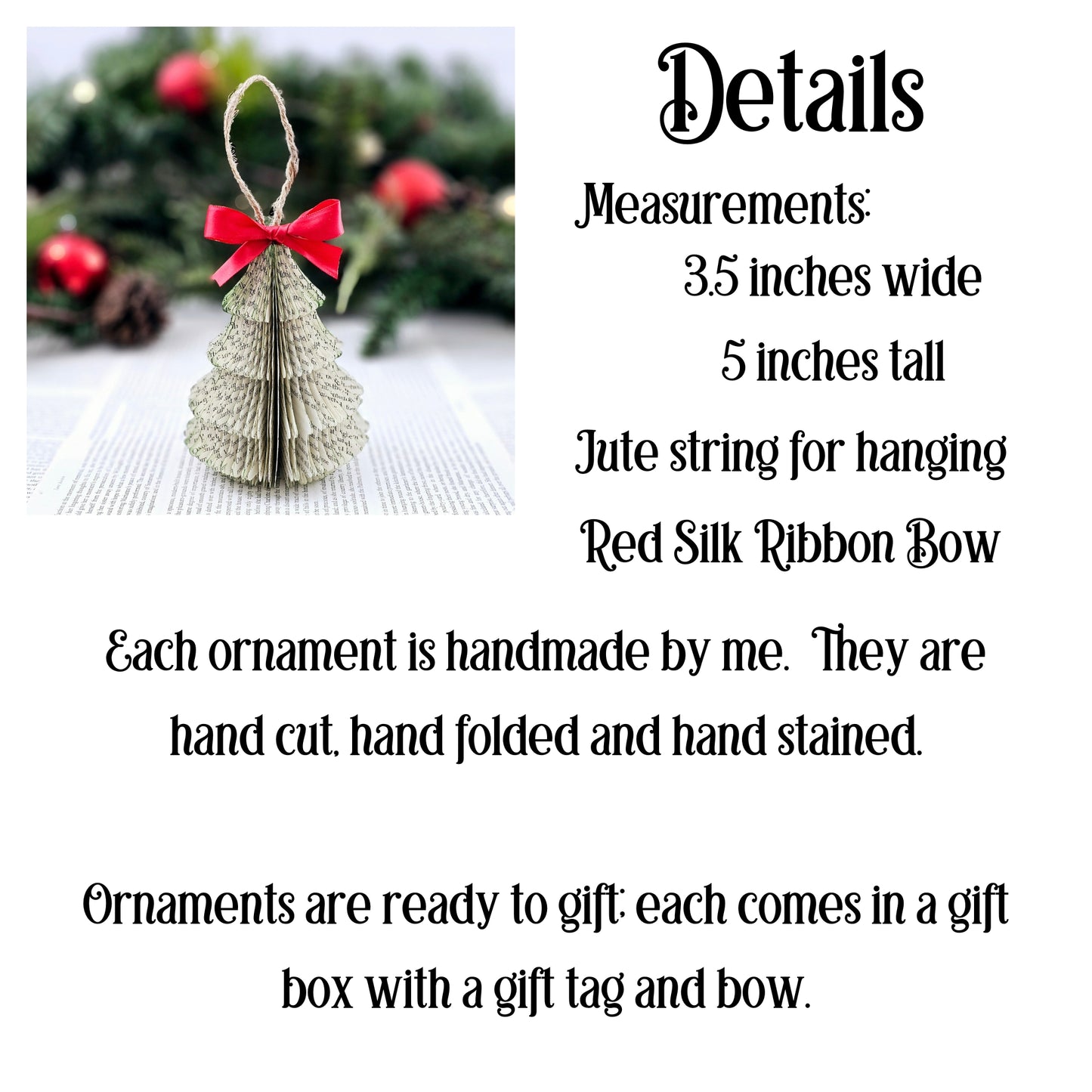 Christmas Tree Book Page Ornament