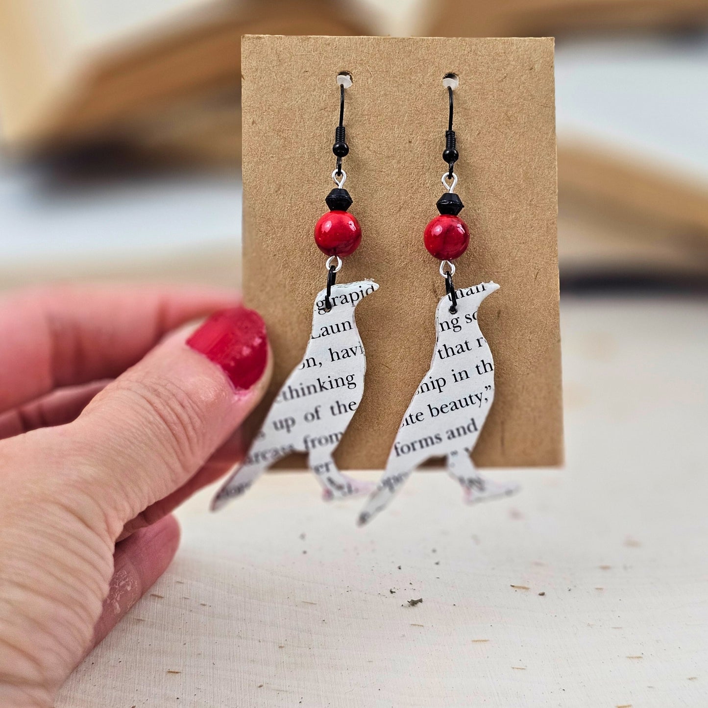 Raven Edgar Allan Poe Dangle Earrings