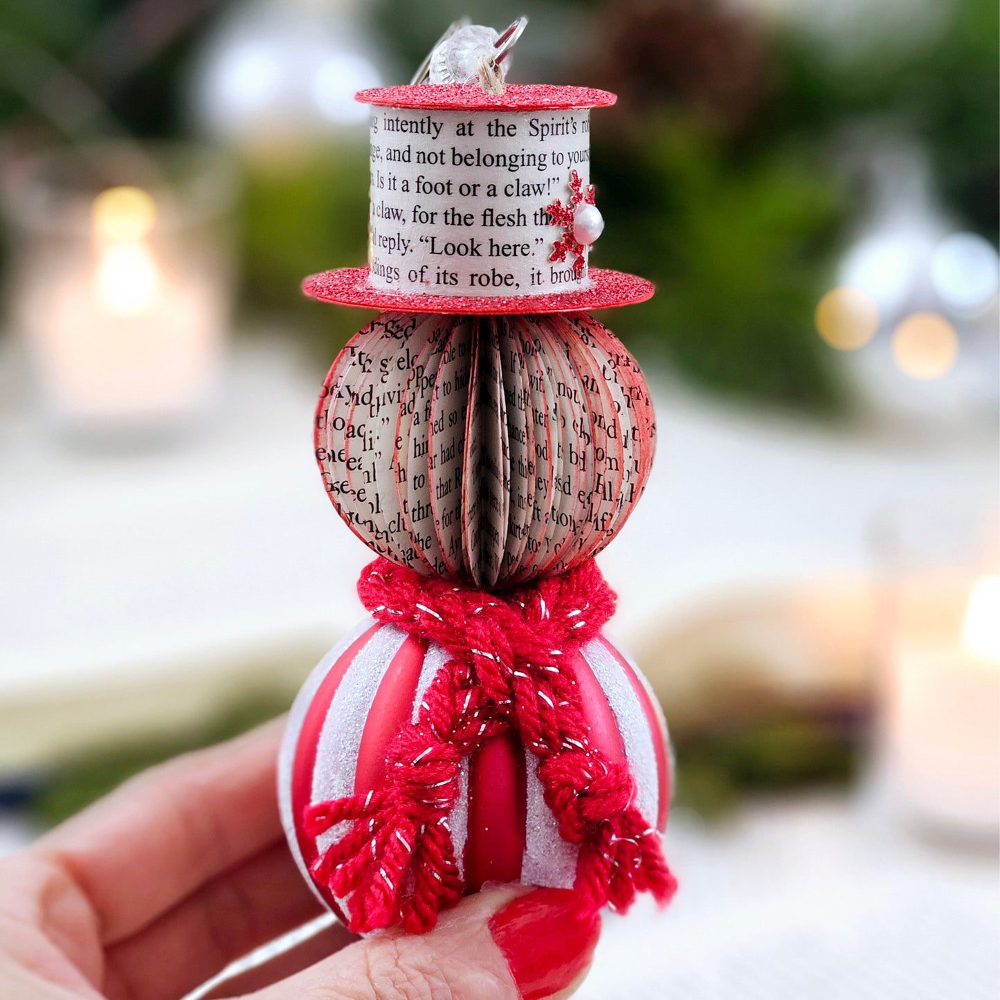 Snowman Book Page Ornament