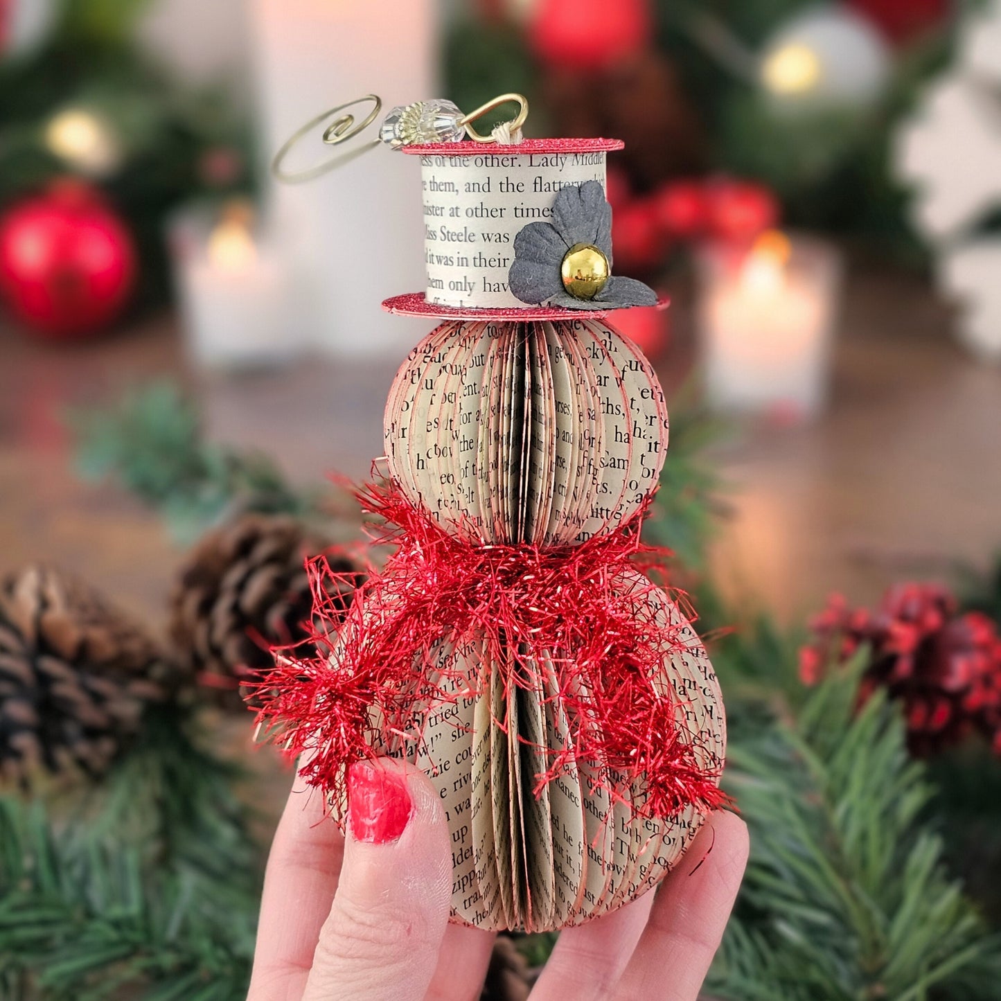 Snowman Book Page Ornament