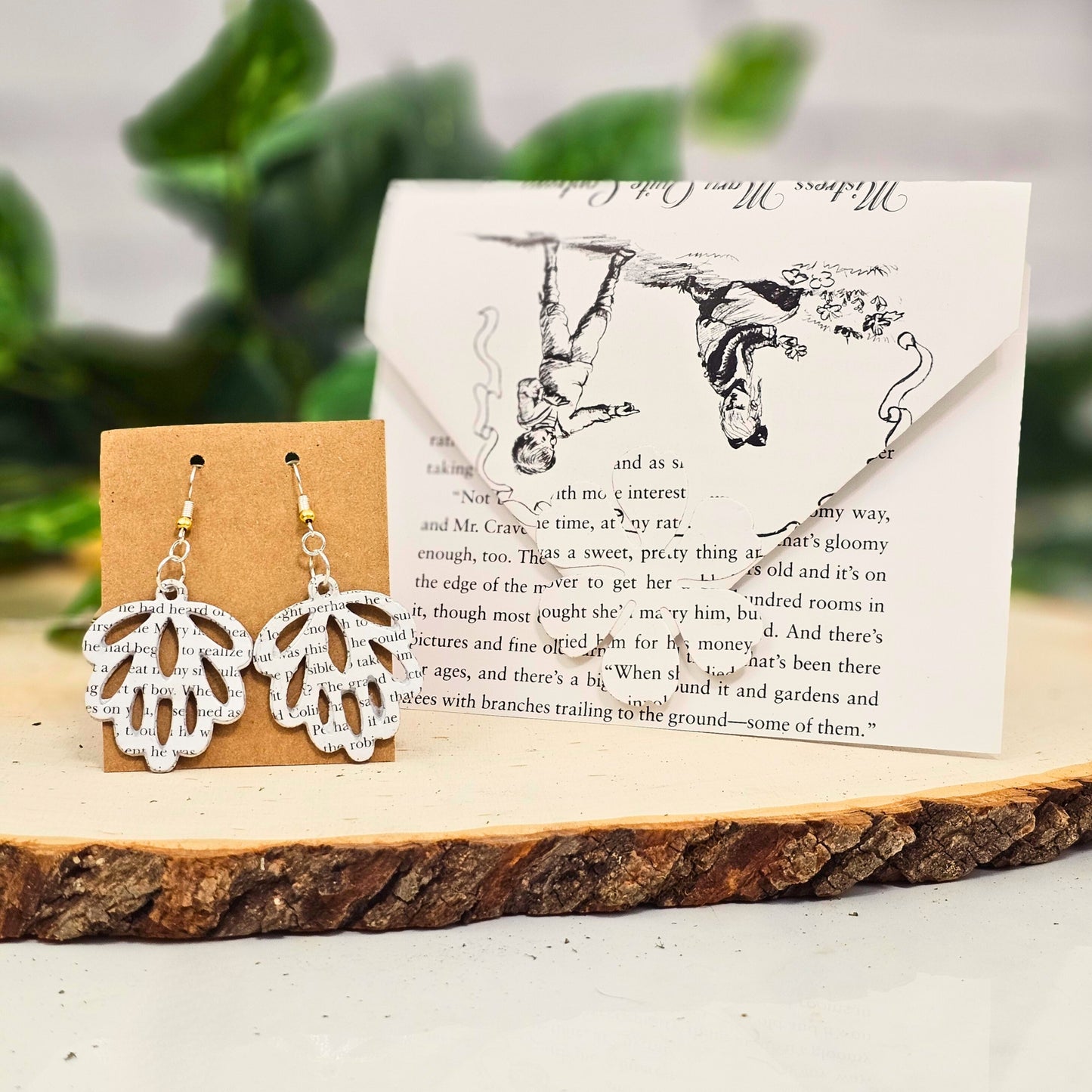 Literary Book Page Leaf Earrings - Gift for Book Lovers & Teachers