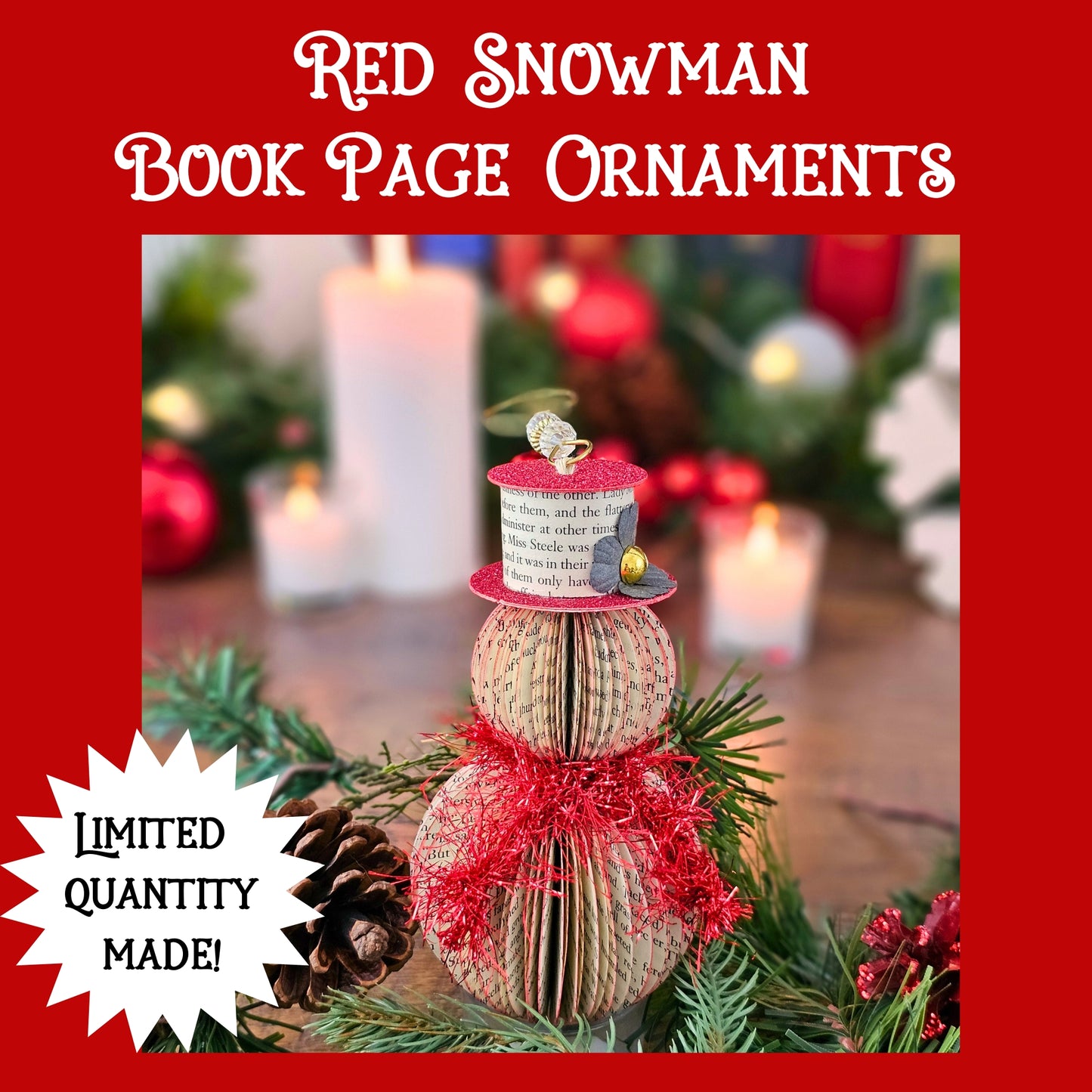 Snowman Book Page Ornament