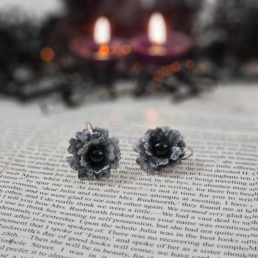 Dracula Book Page Rose Earrings