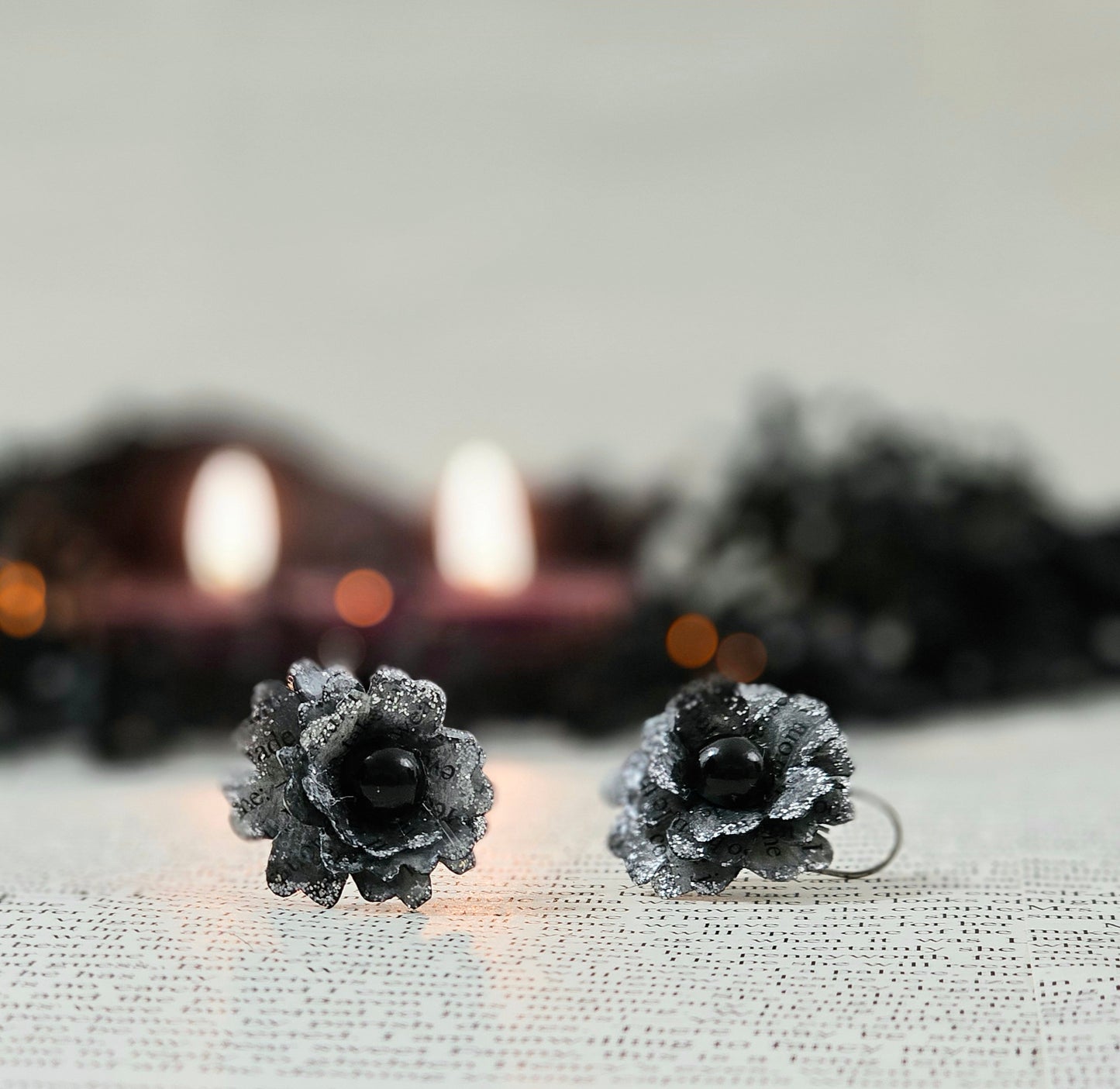 Dracula Book Page Rose Earrings