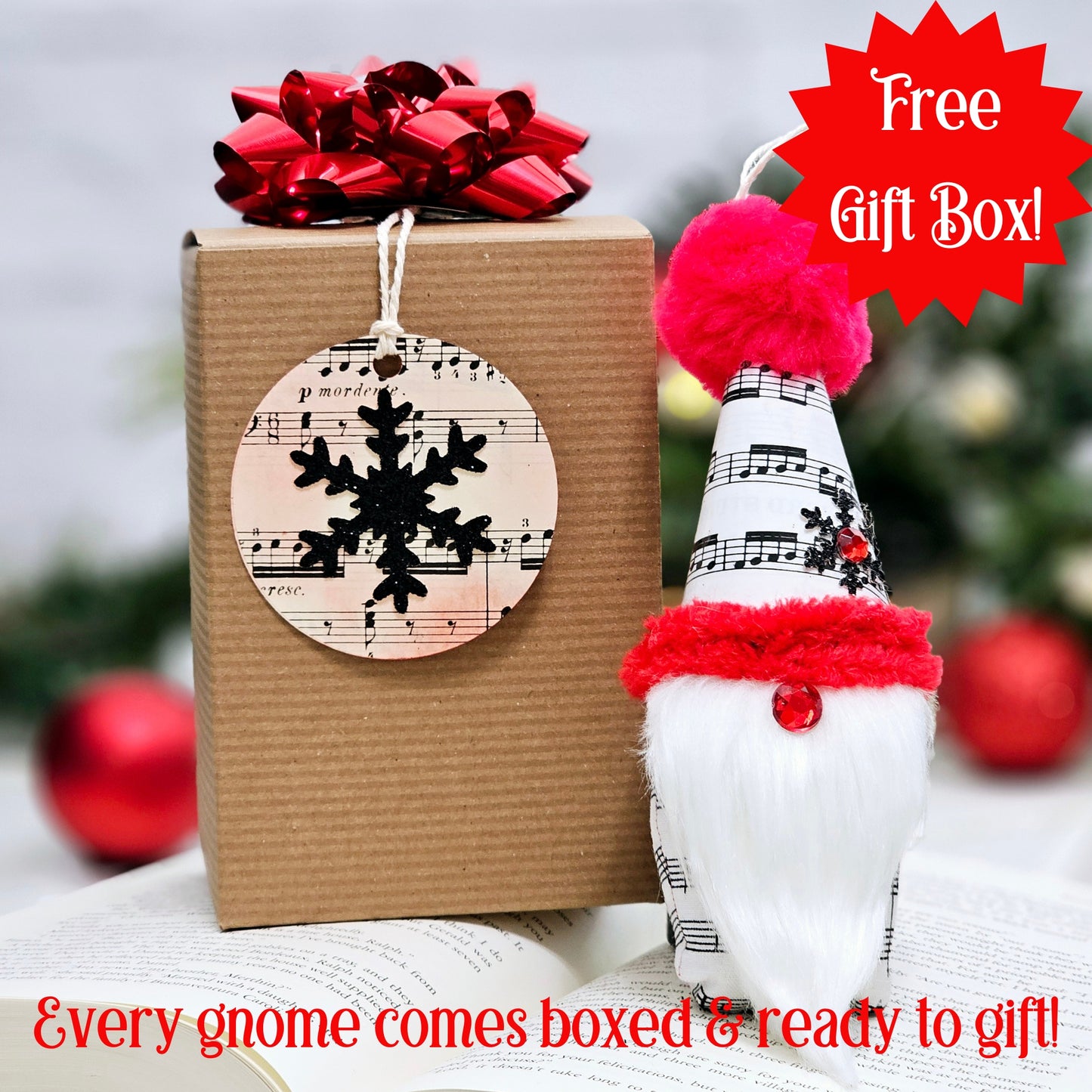 Sheet Music Gnome Christmas Ornament