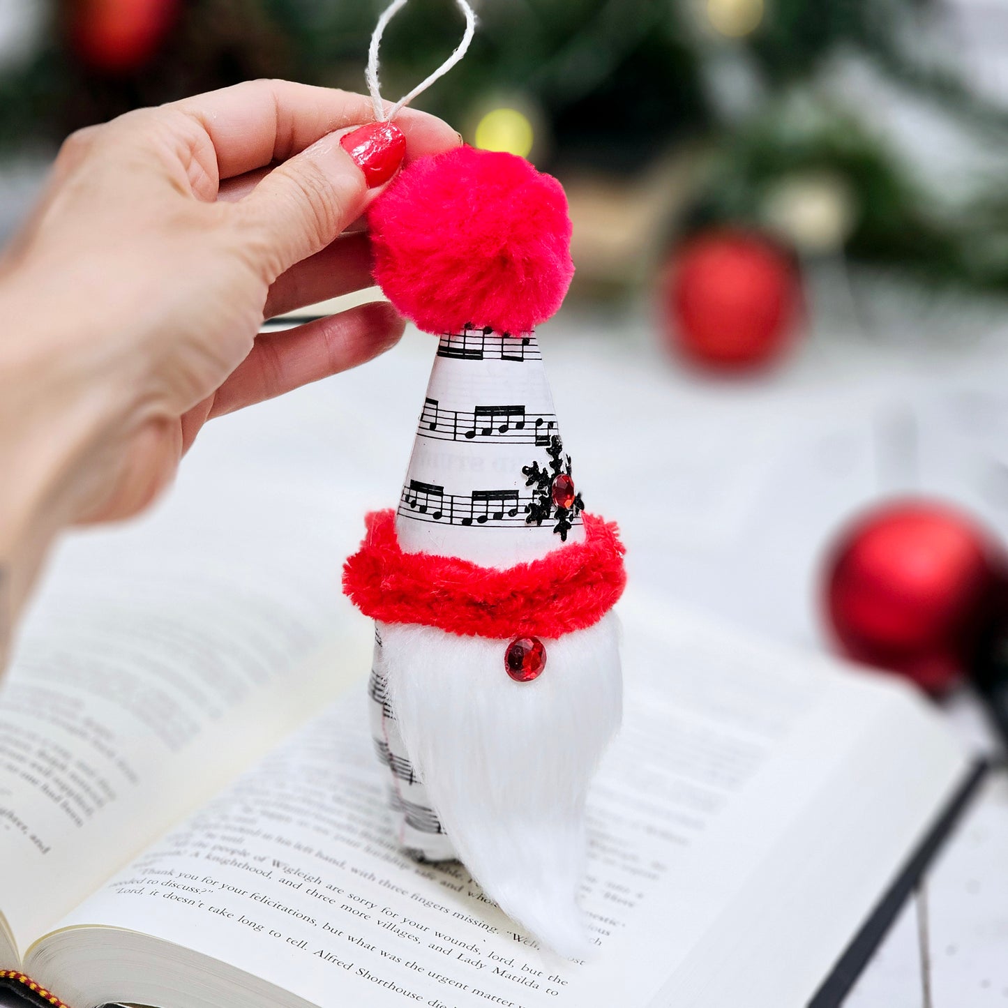 Sheet Music Gnome Christmas Ornament